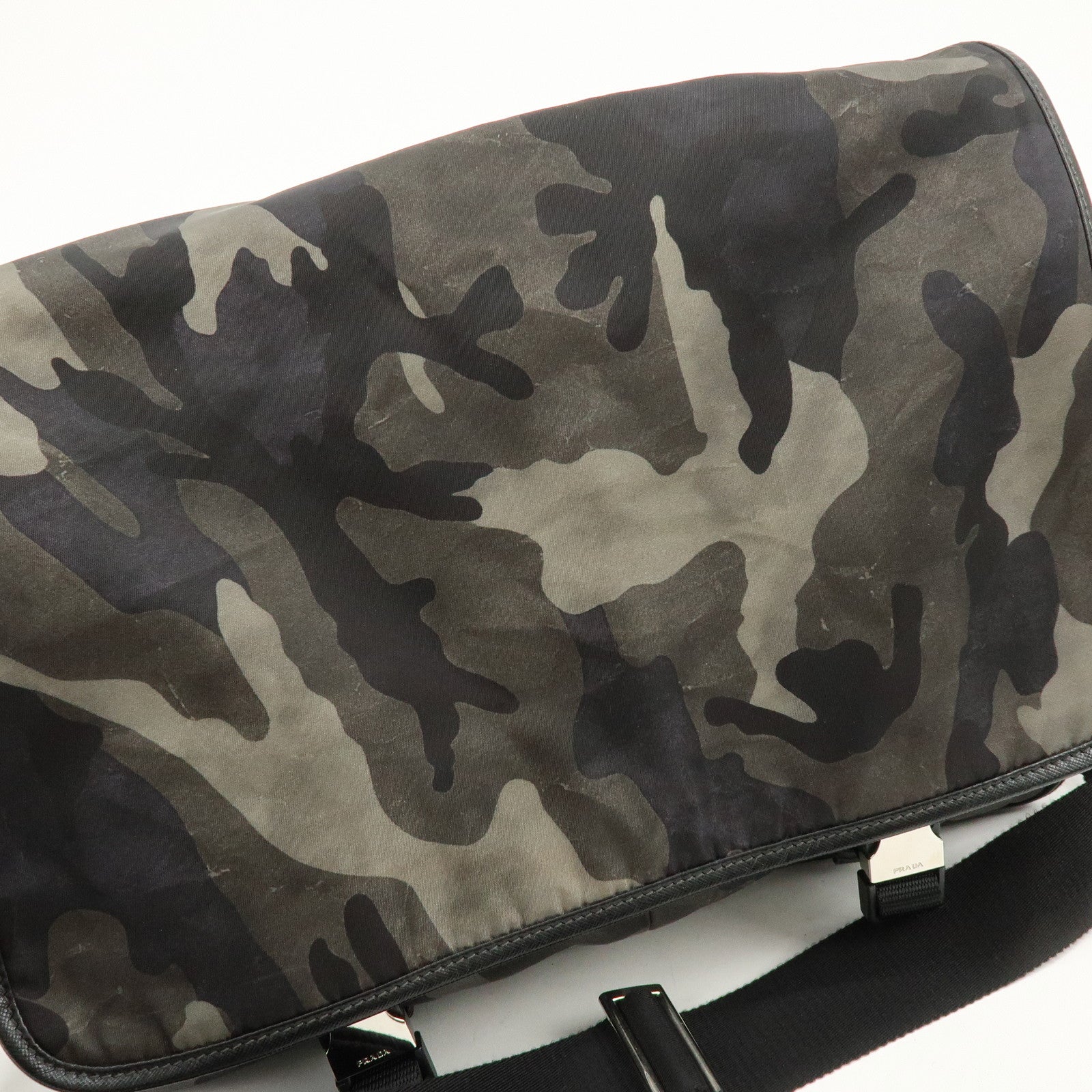 PRADA Triangle Logo Nylon Saffiano Leather Camouflage Shoulder Bag