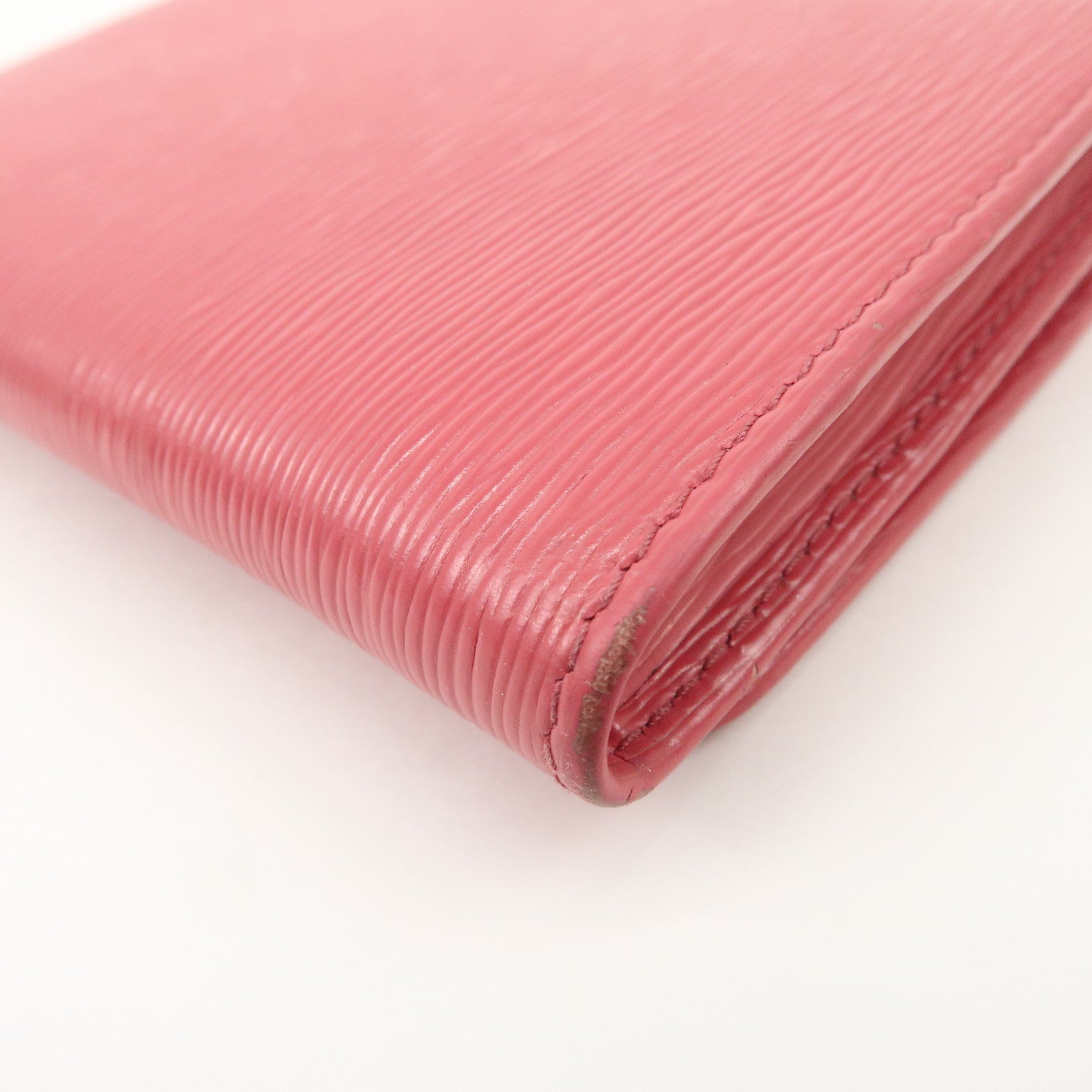 PRADA Saffiano Leather Trifold Compact Wallet Pink 1MH176 Used