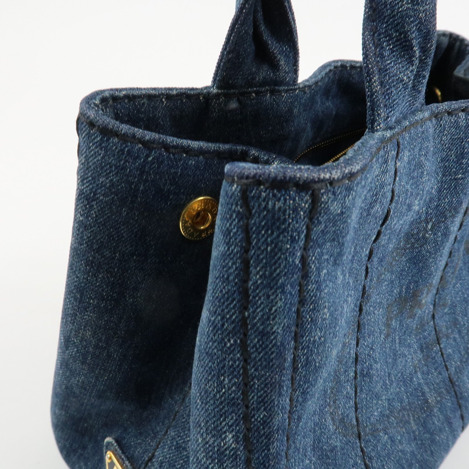 PRADA Denim Canapa Mini 2Way Tote Bag Shoulder Bag Blue 1BG439 Used