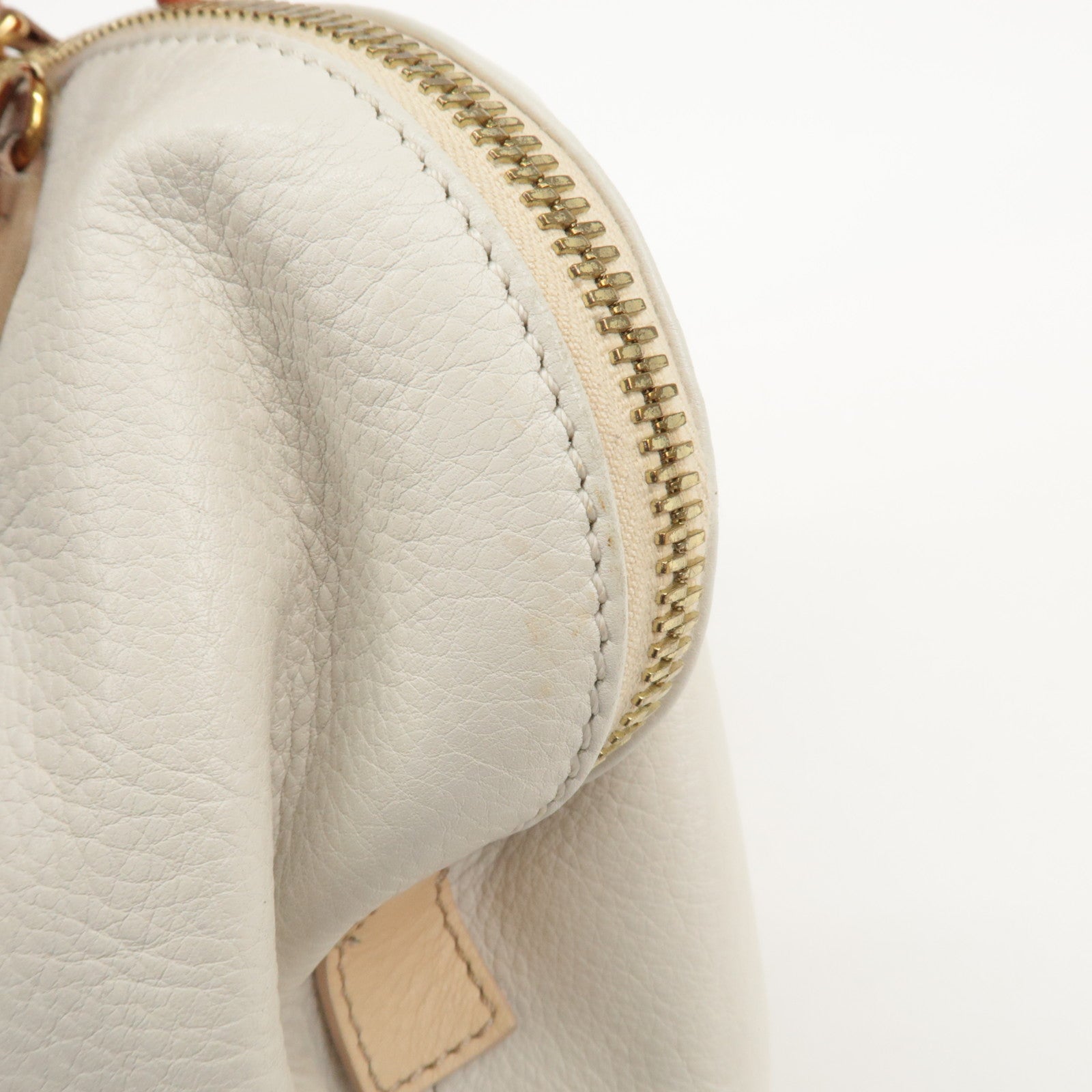 FENDI Cameleon Leather 2Way Shoulder Bag Orange Beige Ivory 8BL114 Used