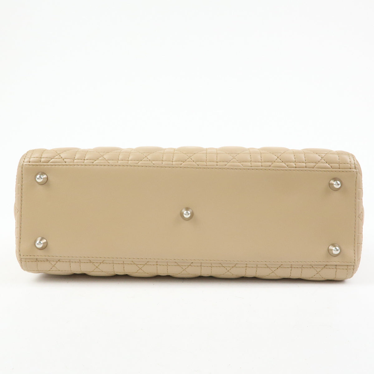 Christian Dior Cannage Lady Dior Leather 2Way Bag Hand Bag Beige
