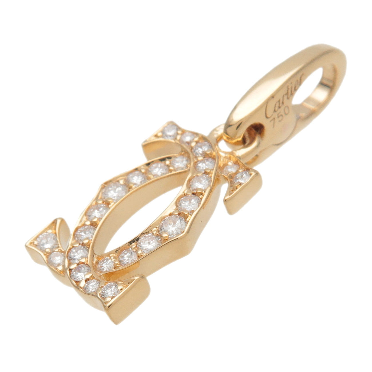 Cartier 2C Diamond Necklace Charm K18YG 750YG Yellow Gold