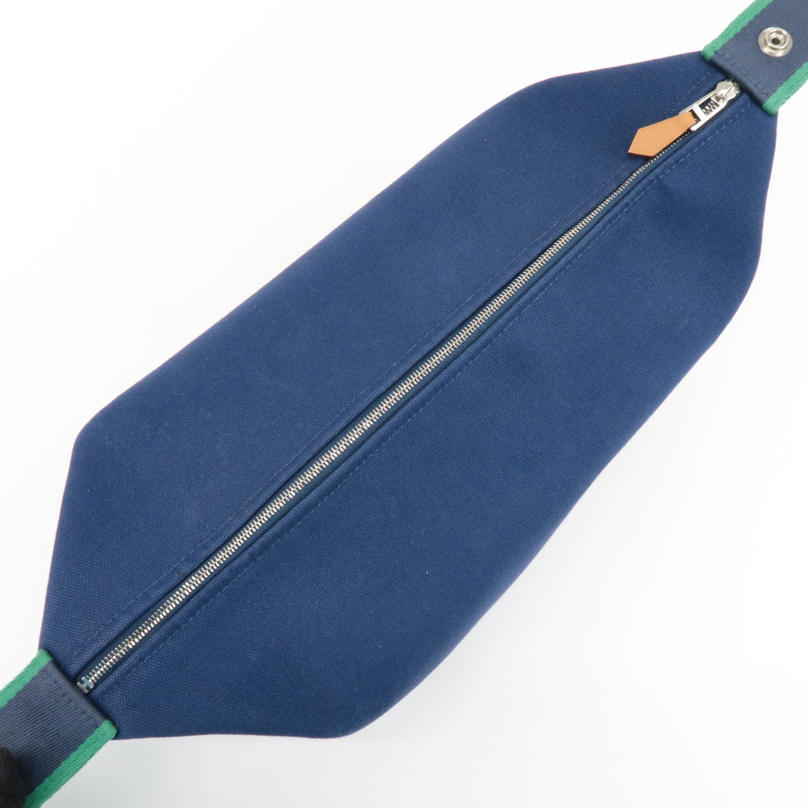 HERMES Canvas Bride A Brac GM Hand Bag Cosmetic Pouch Green Navy Used