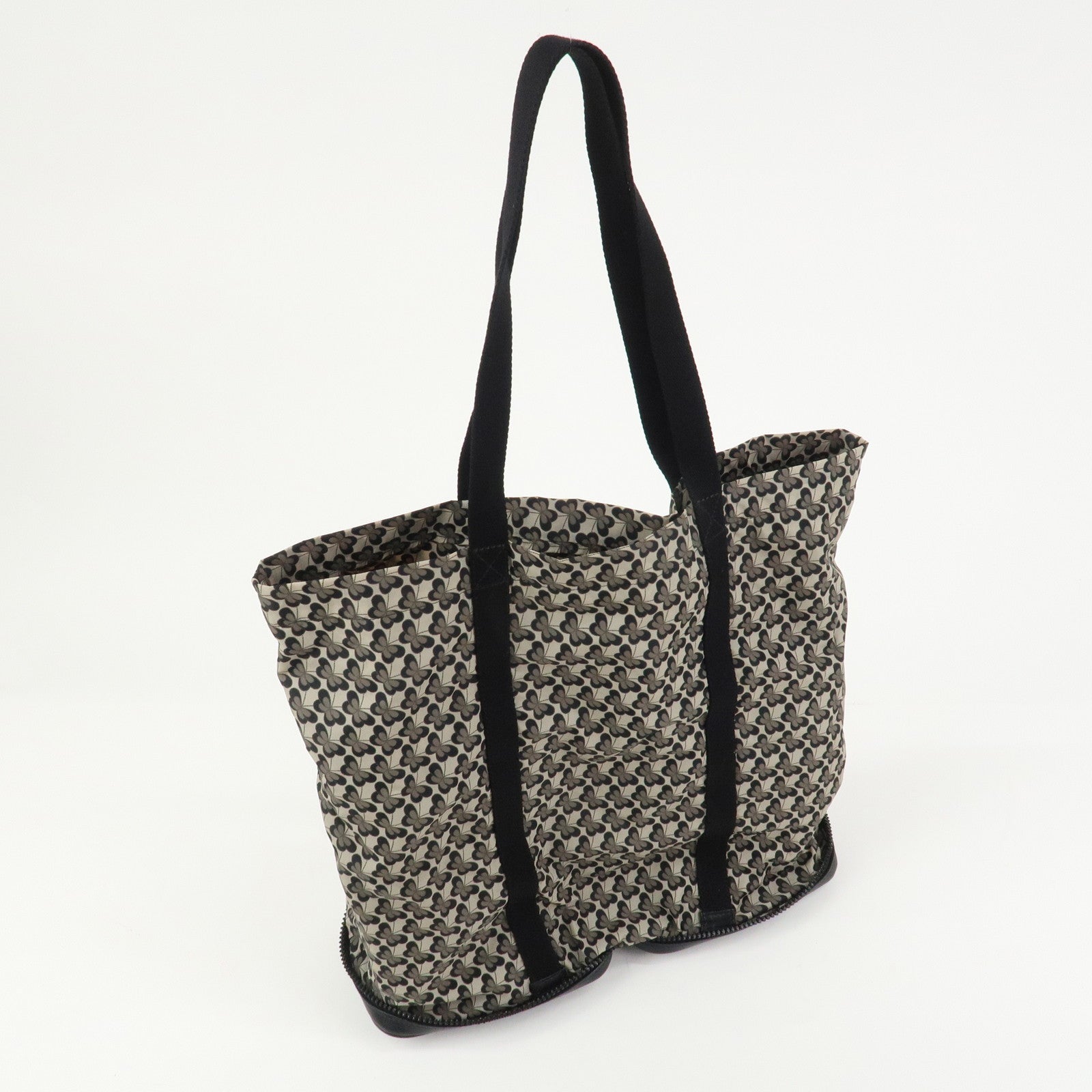 BOTTEGA VENETA Intrecciato Leather Foldable Tote Bag Nylon Black