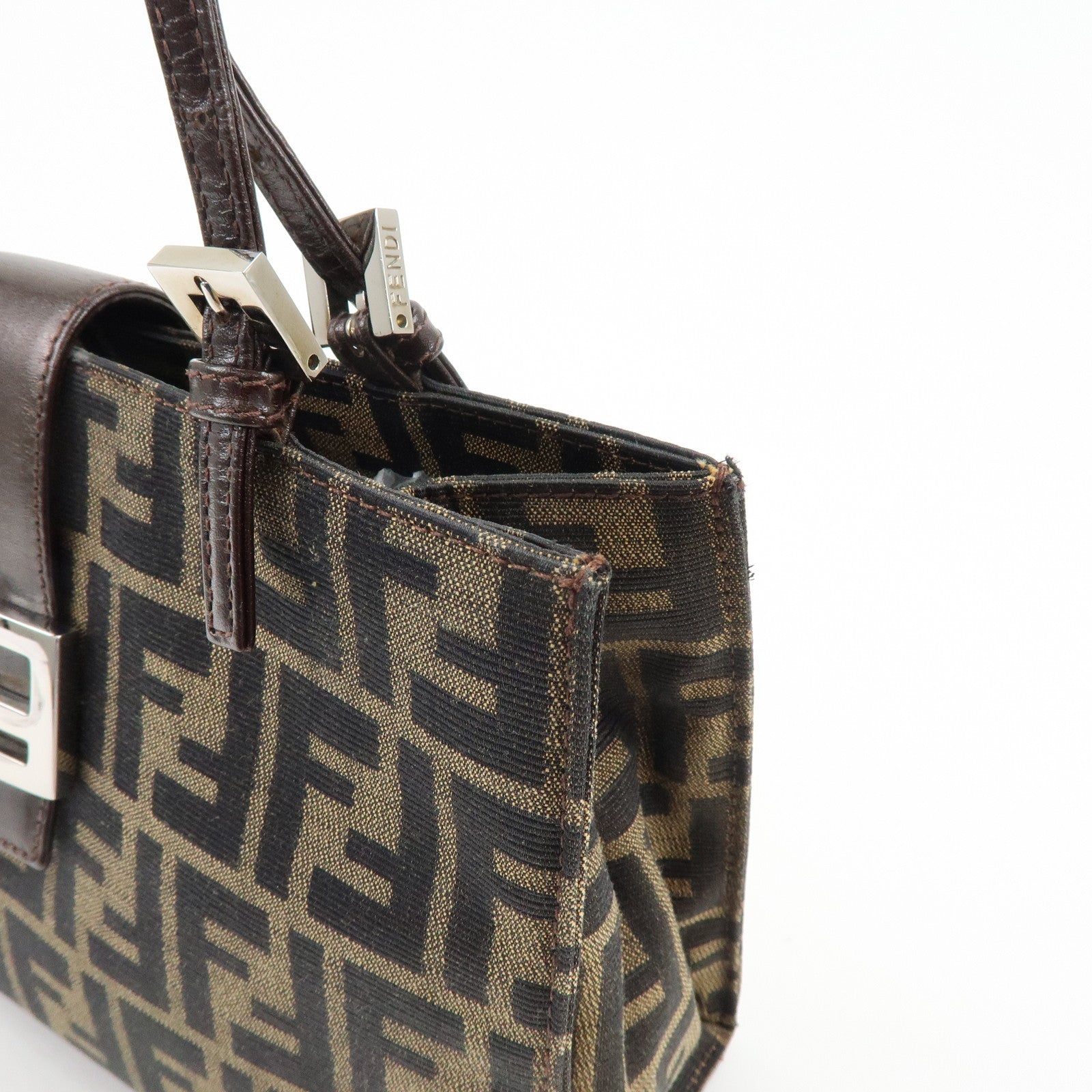 FENDI Zucca Canvas Leather Shoulder Bag Tote Bag Brown 09158081992