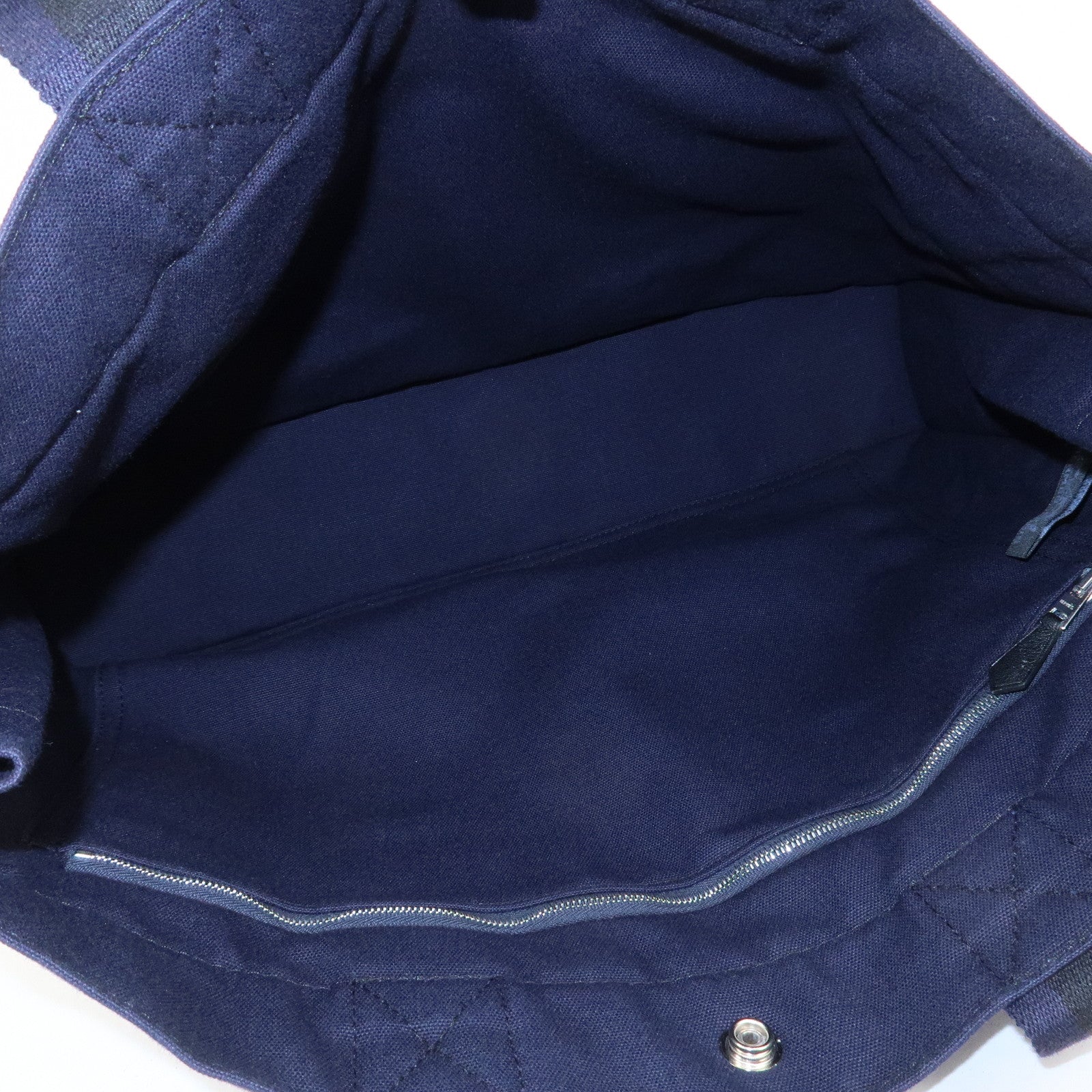 HERMES Fourre Tout MM Canvas Tote Bag Hand Bag Black Navy