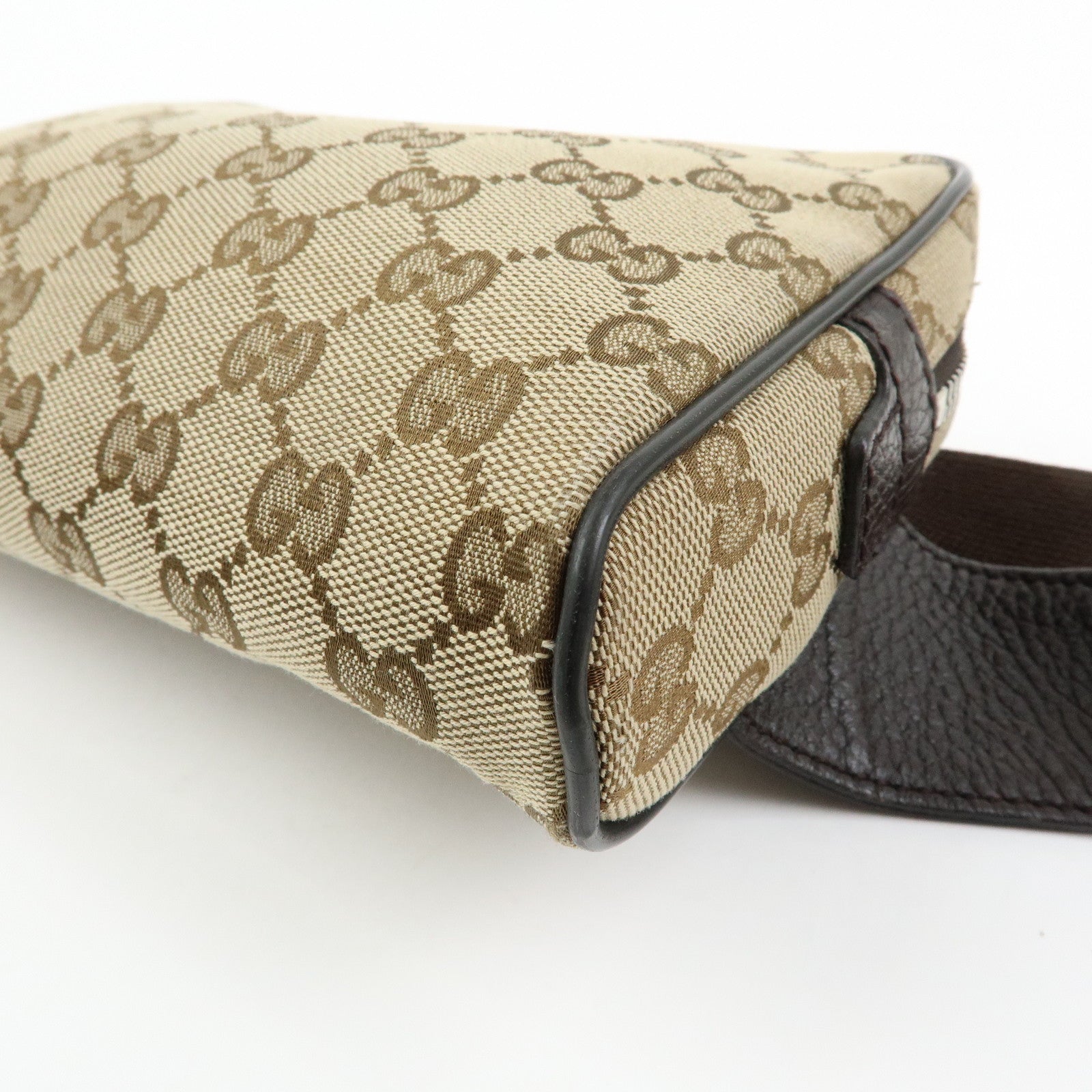 GUCCI GG Canvas Leather Waist Pouch Body Bag Beige Brown 449174