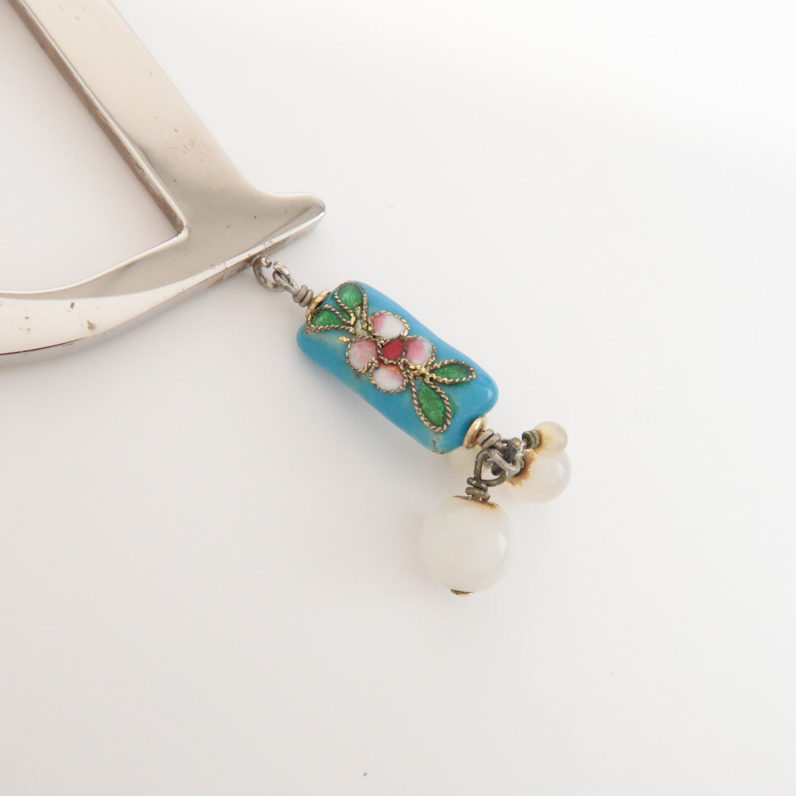 Christian Dior Metal Leather Butterfly Bag Charm Key Chain White