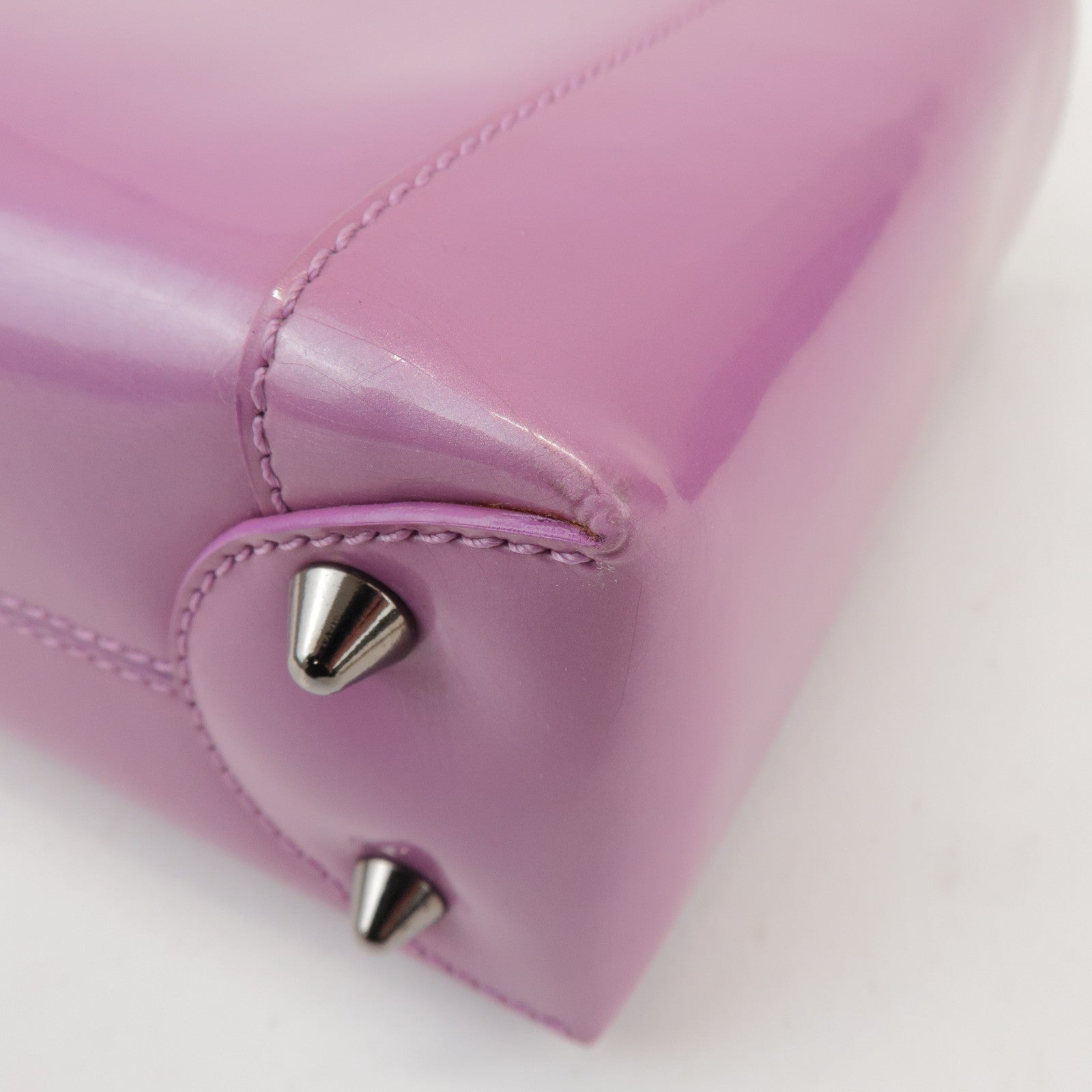 Christian Dior Maris Pearl Patent Leather Hand Bag Purple