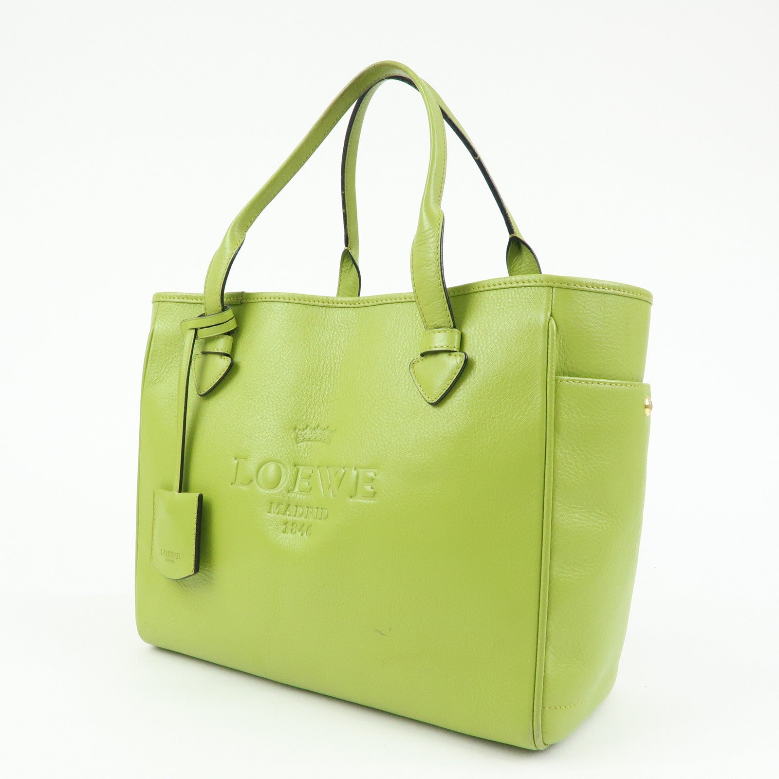 LOEWE Heritage Leather Tote Bag Hand Bag Light Green
