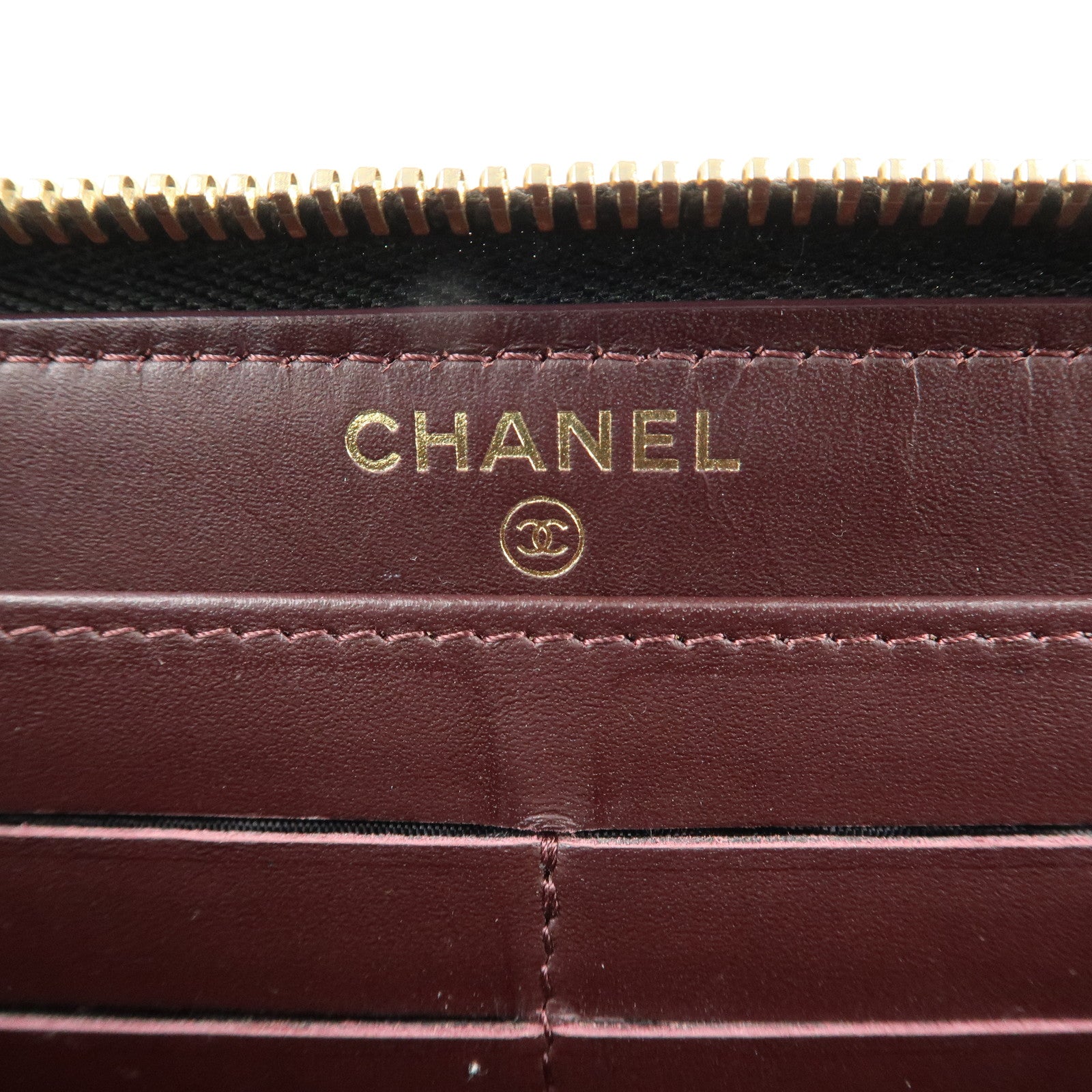 CHANEL Matelasse Caviarskin Round Zippy Long Wallet Black AP0242 Used