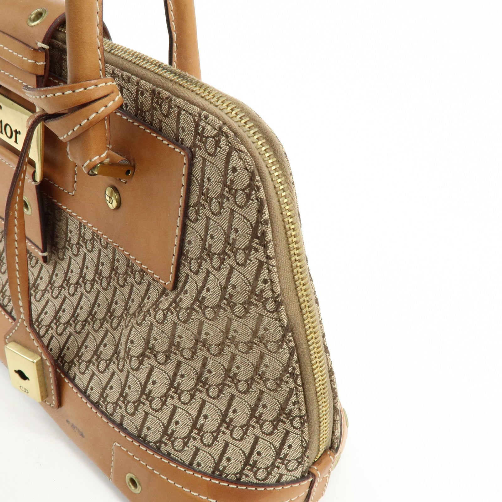 Christian Dior Trotter Street Chic Jacquard Canvas Leather Hand Bag