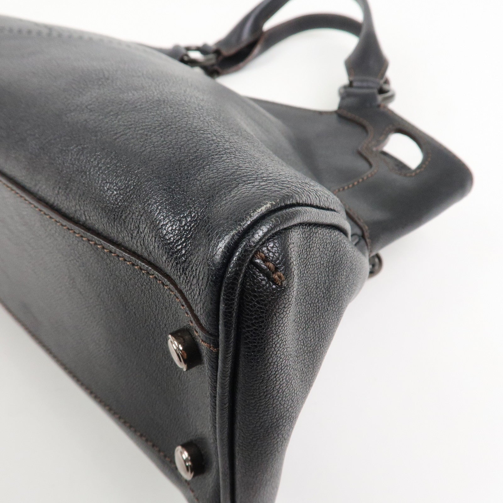 Cartier Mustline Marcello Leather Hand Bag Tote Bag Black