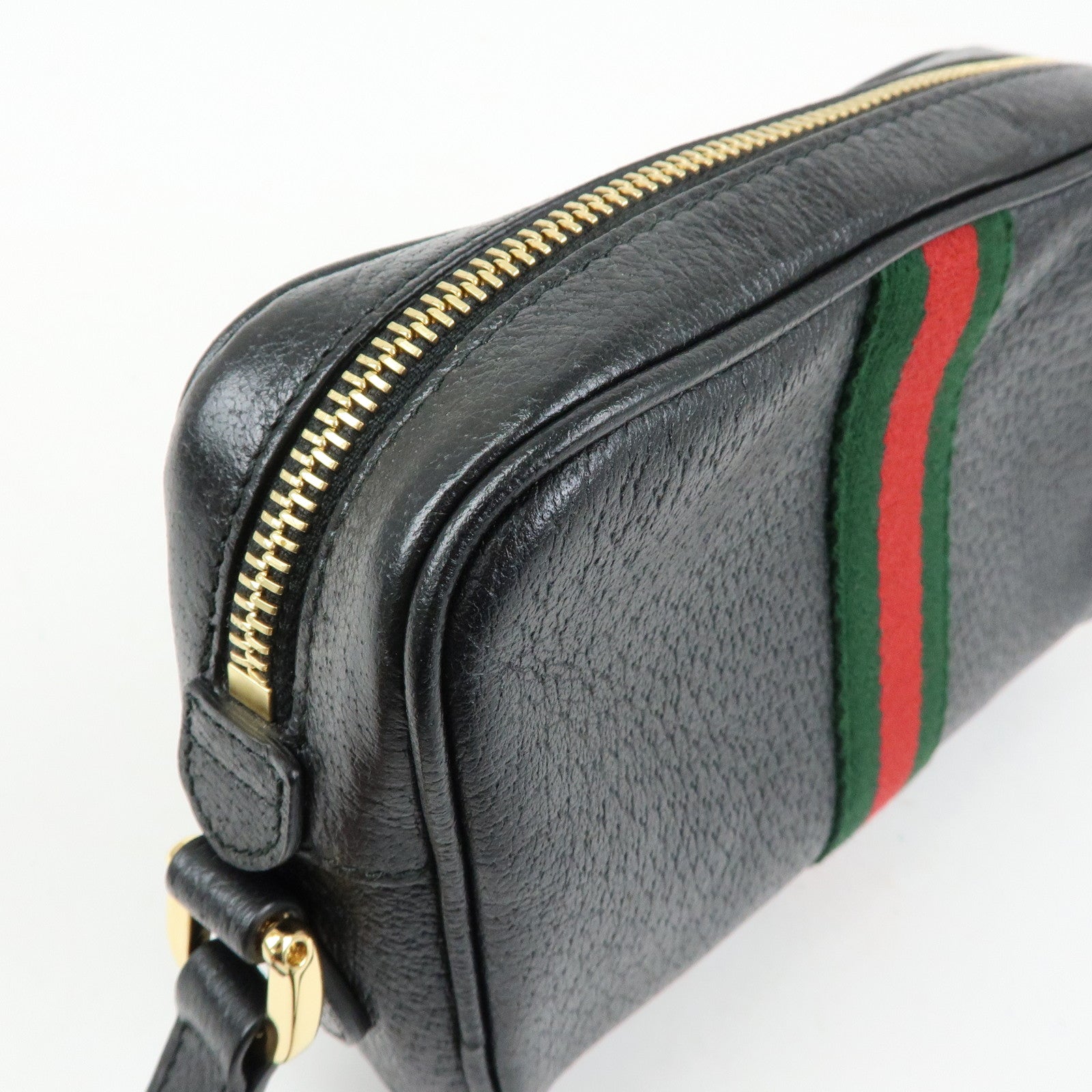 GUCCI Ophidia Sherry Leather Shoulder Crossbody Bag Black 517350