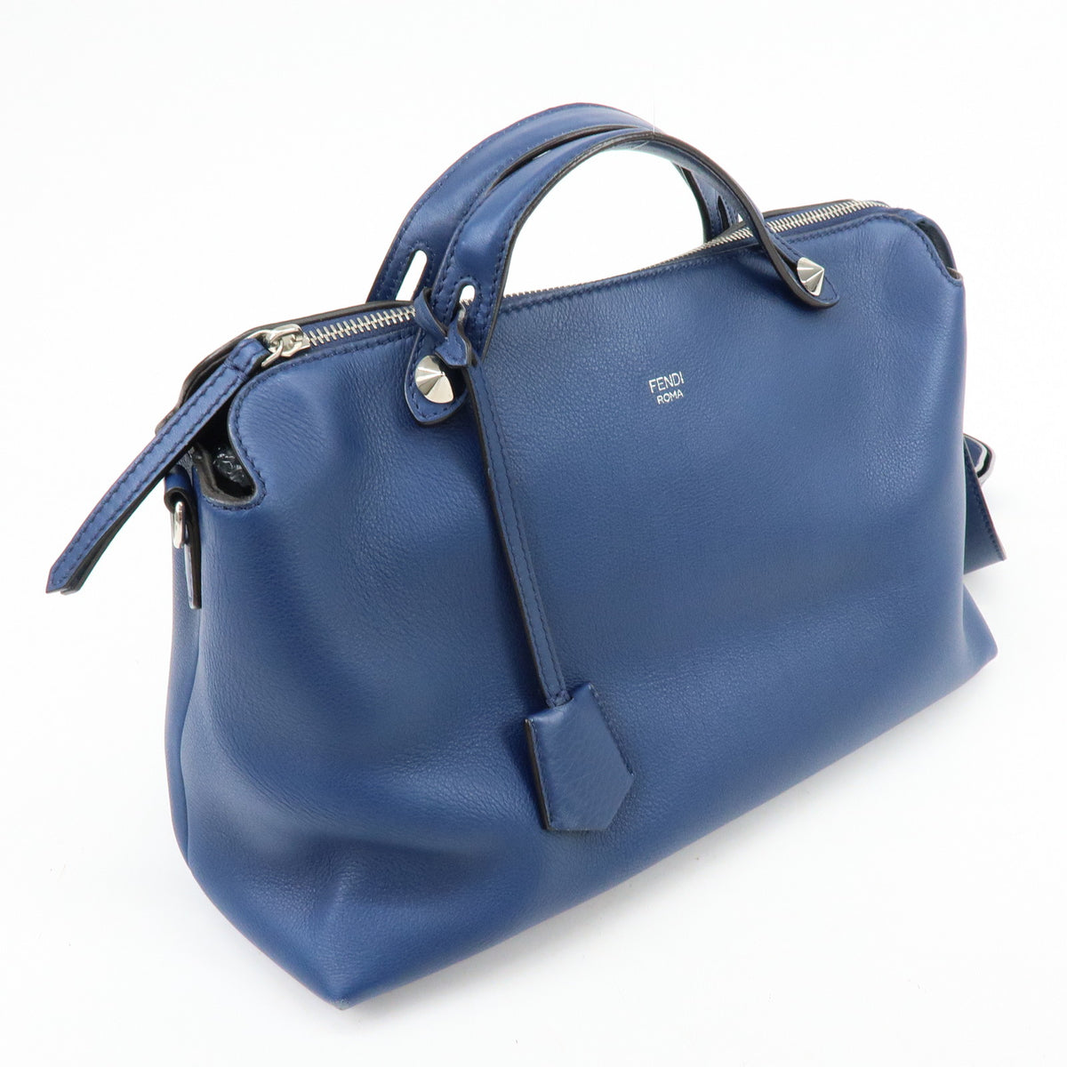 FENDI By The Way Leather 2Way Bag Hand Bag Shoulder Bag Blue 8BL124