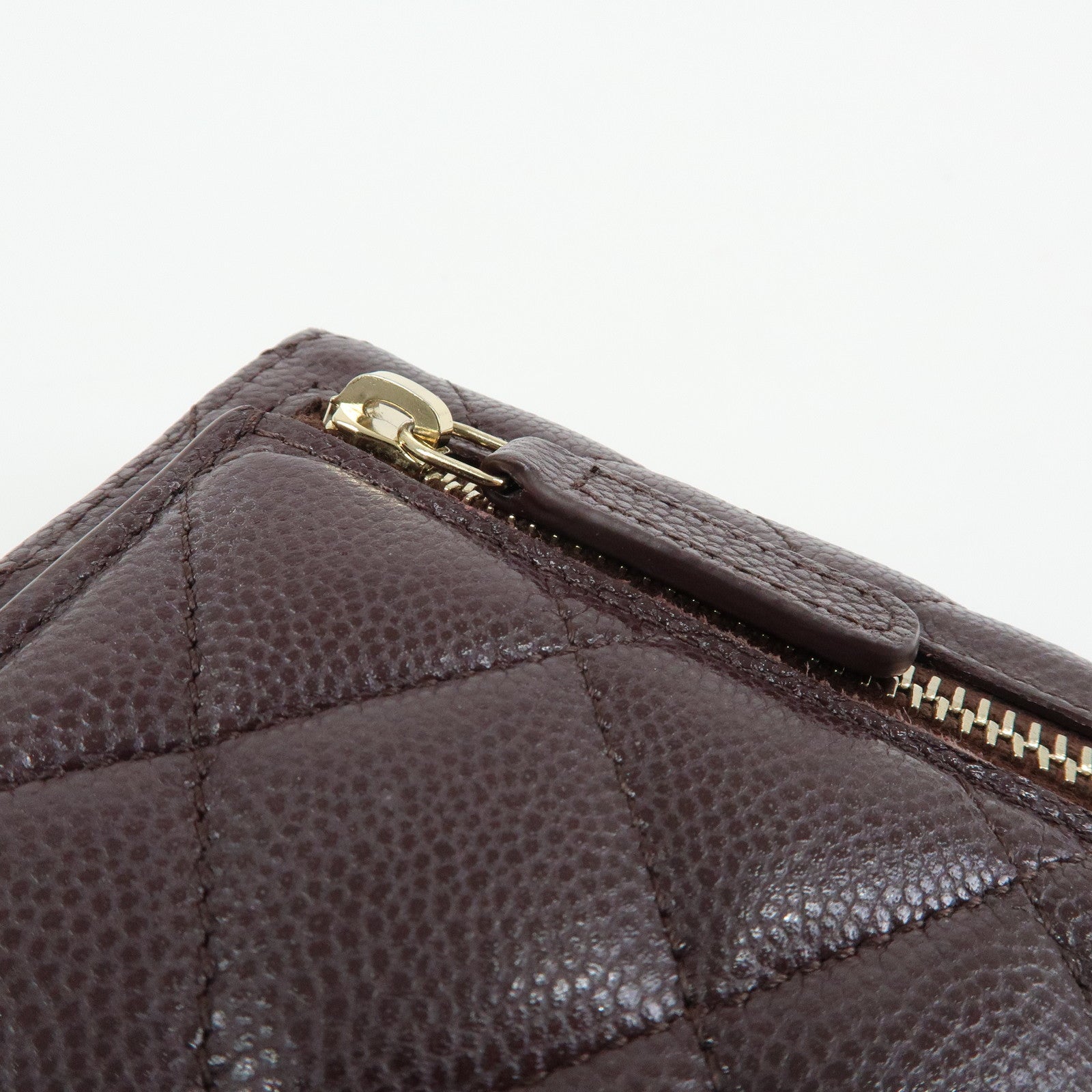 CHANEL Matelasse Caviarskin Small Tri-fold Wallet Brown AP0231
