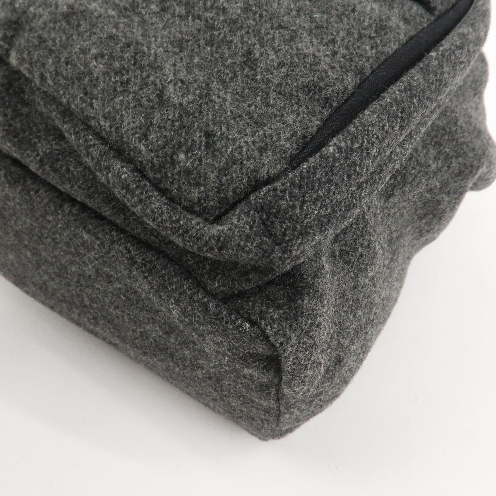 PRADA Triangle Logo Wool Canvas Backpack Rucksack Gray V203R