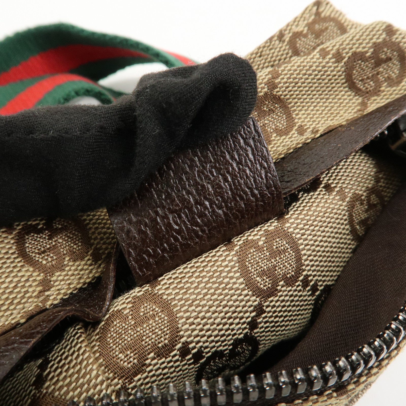 GUCCI GG Canvas Leather Waist Bag Crossbody Bag Beige Brown 28566 Used