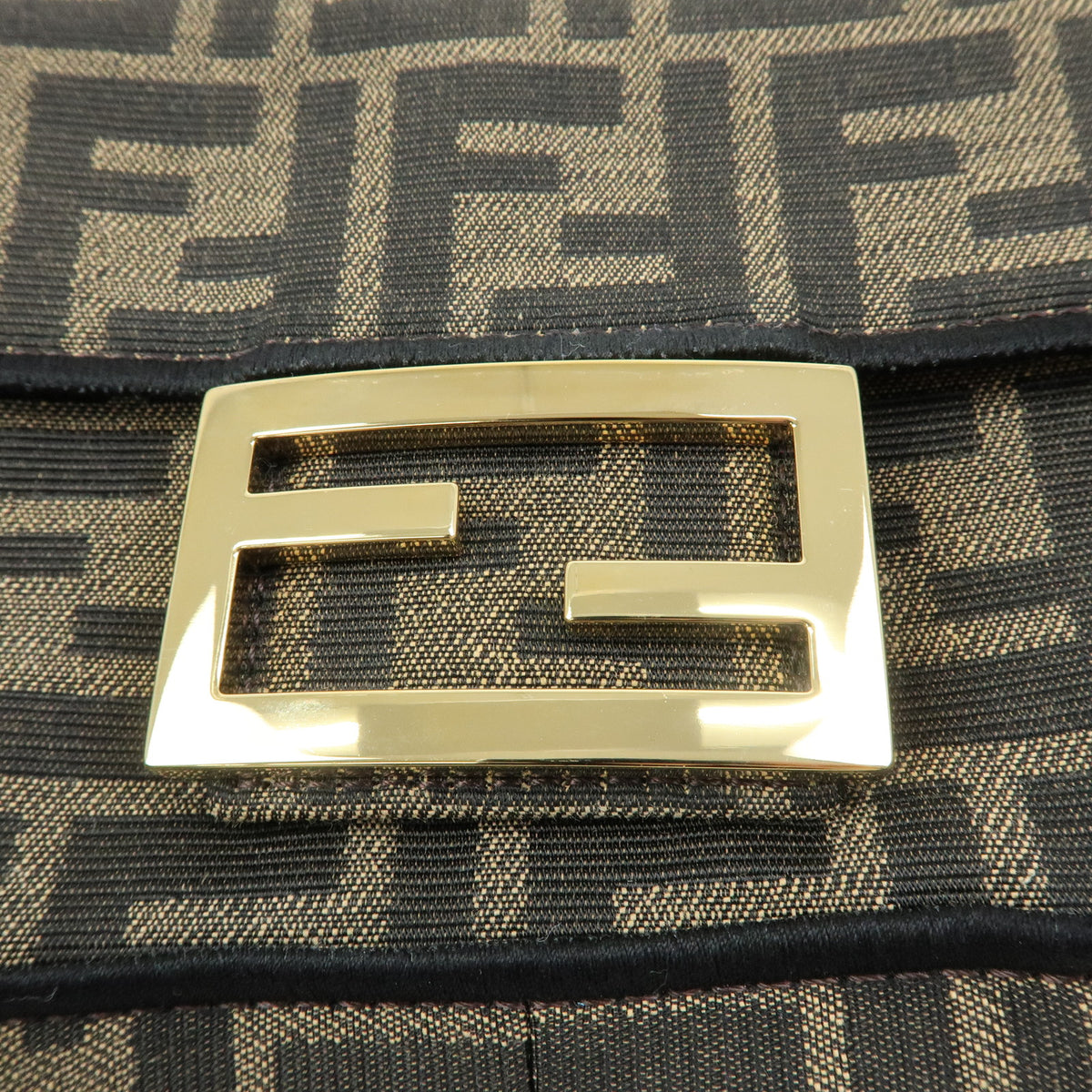 FENDI Zucca Jaquard Canvas Baguette Small 2Way Hand Bag Brown 8BS017