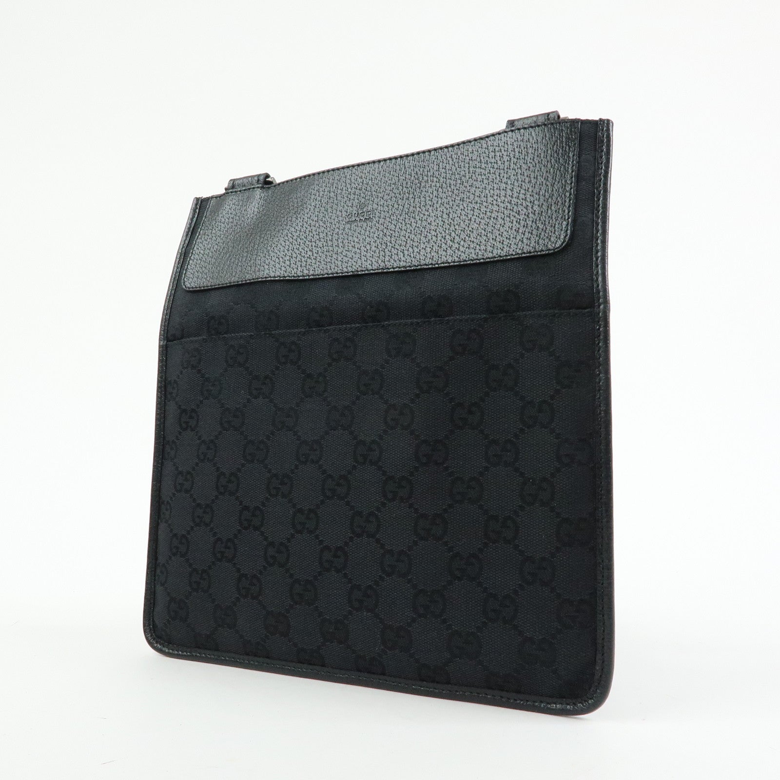 GUCCI GG Canvas Leather Shoulder Bag Crossbody Bag Black 27639