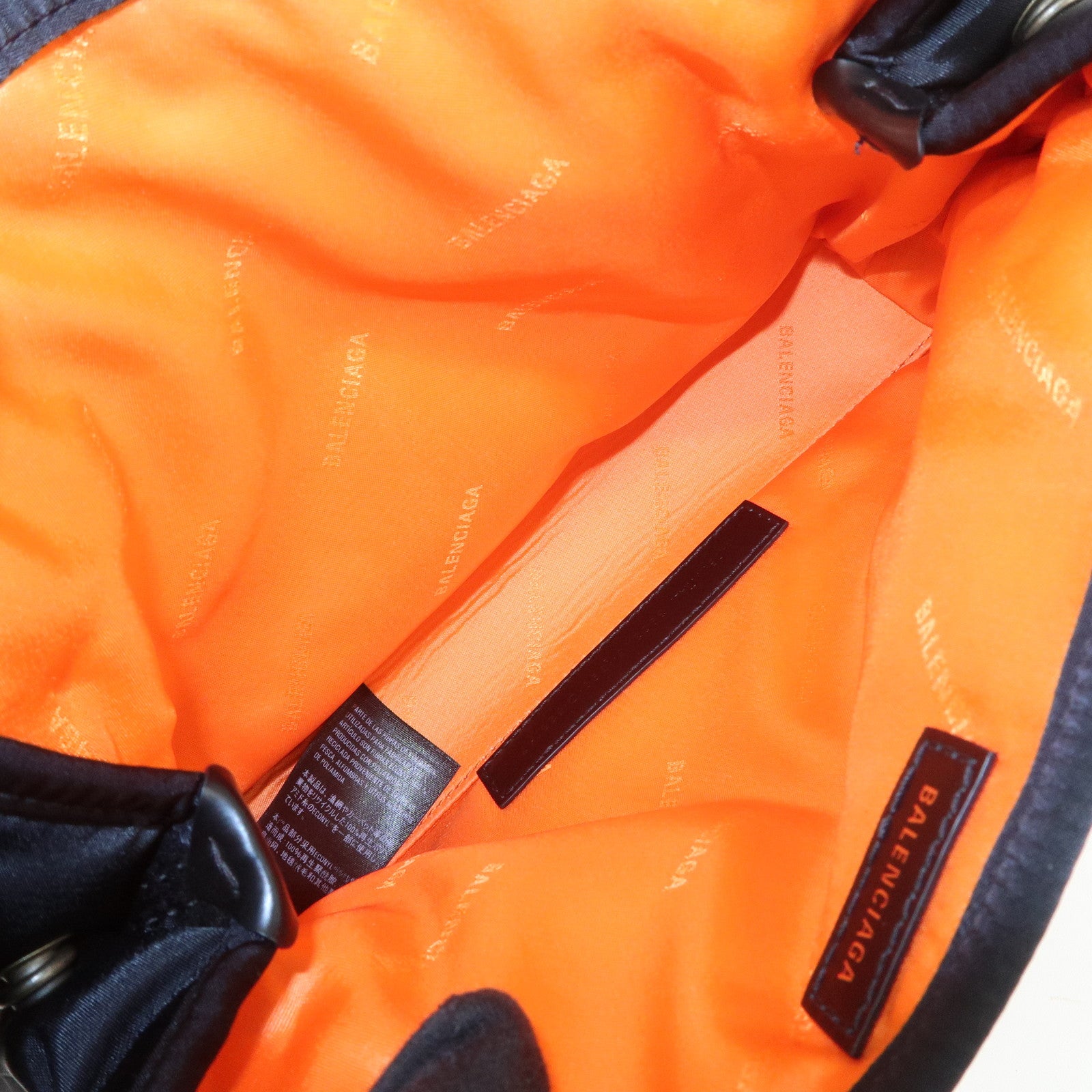 BALENCIAGA Navy Cabas XS Nylon Leather 2Way Bag Black 390346