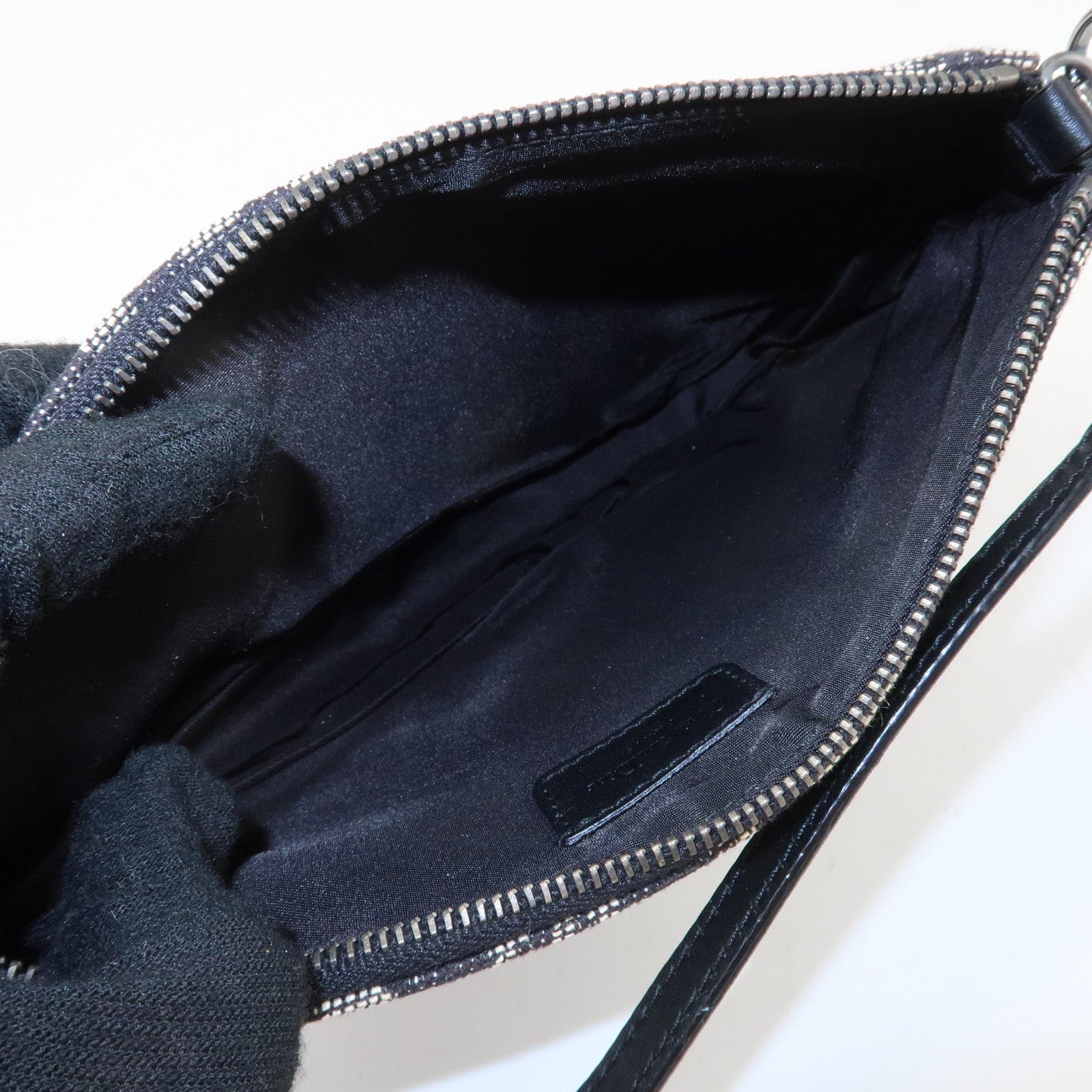 Christian Dior Trotter Canvas Leather Saddle Pouch Shoulder Bag Black Used