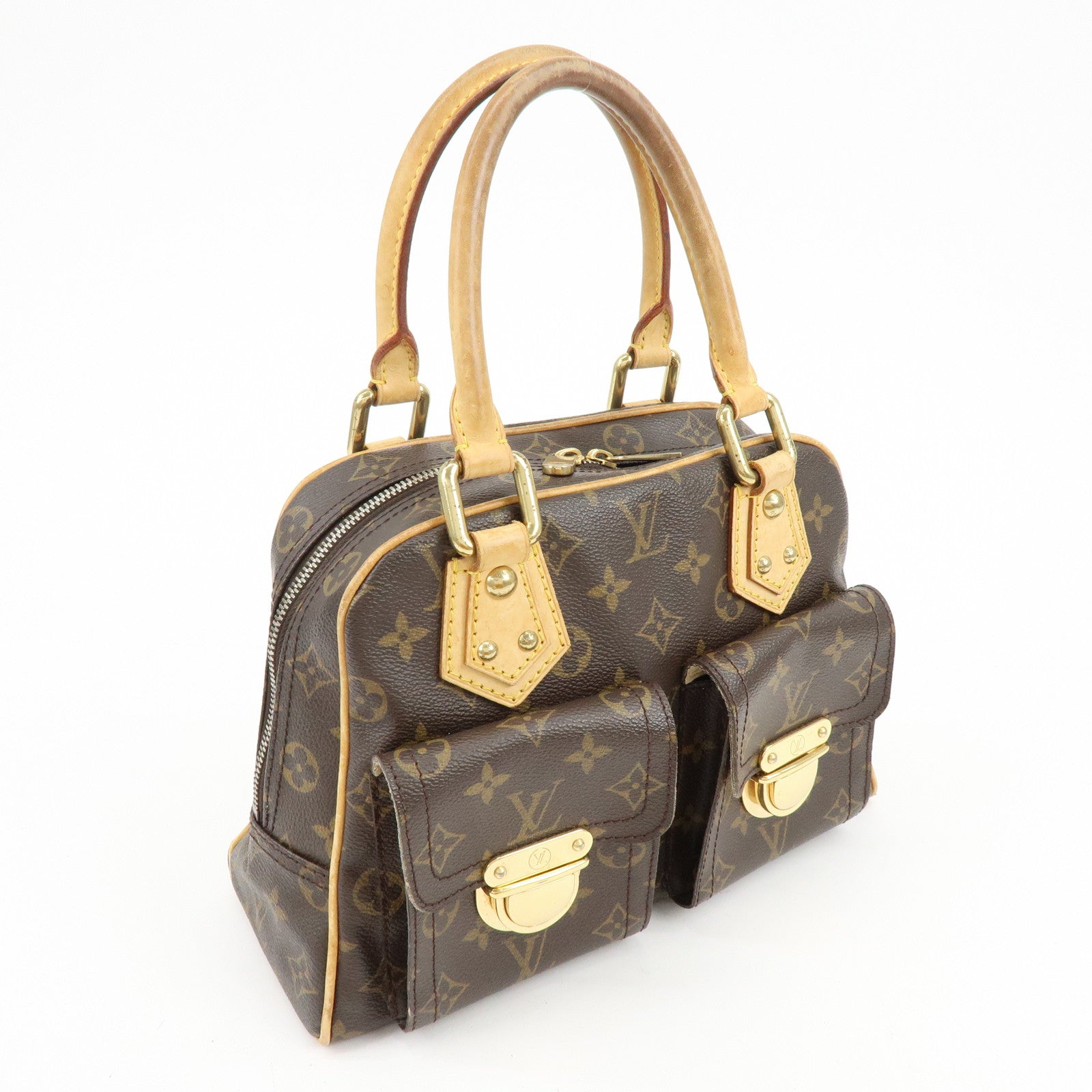 Louis Vuitton Monogram Manhattan PM Hand Bag Brown M40026