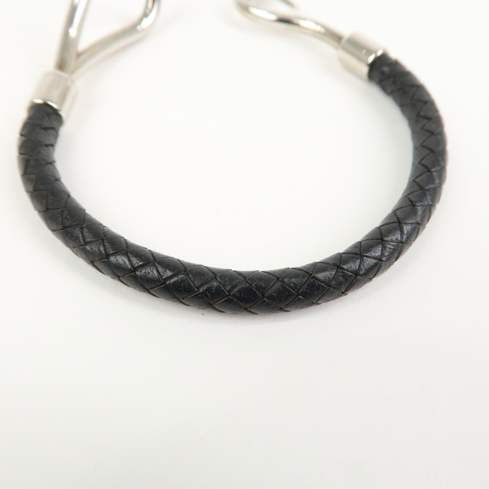 HERMES Jumbo Leather Metal Choker Bracelet Black