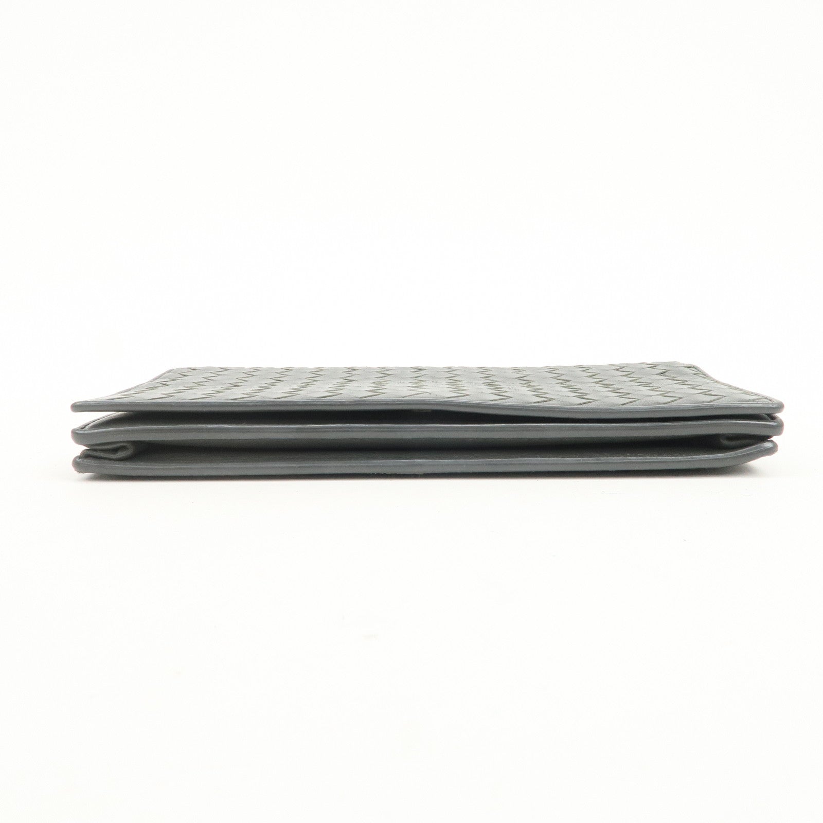 BOTTEGA VENETA Intrecciato Leather Chain Long Wallet Gray