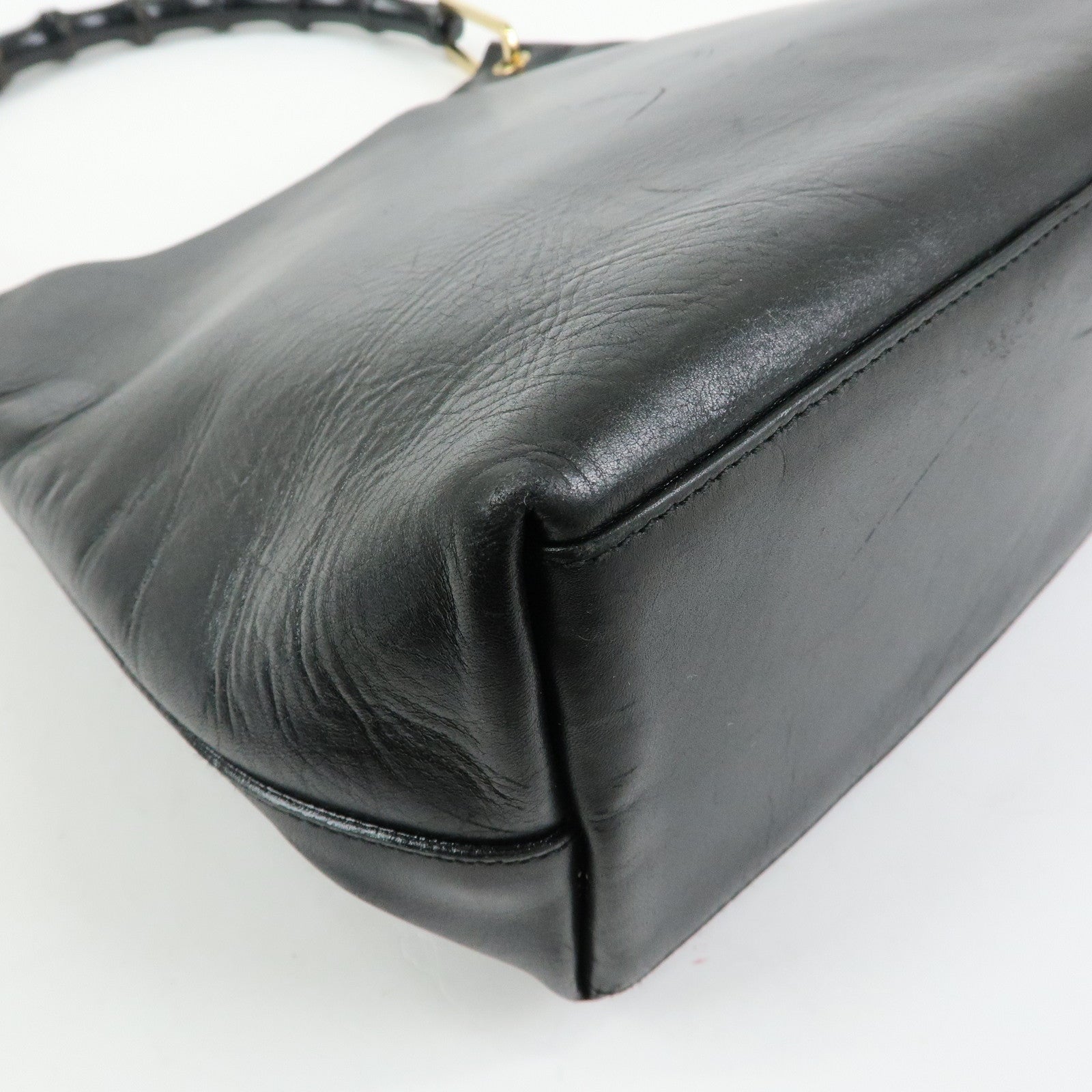 GUCCI Bamboo Leather Shoulder Bag Black 001・1553・1880