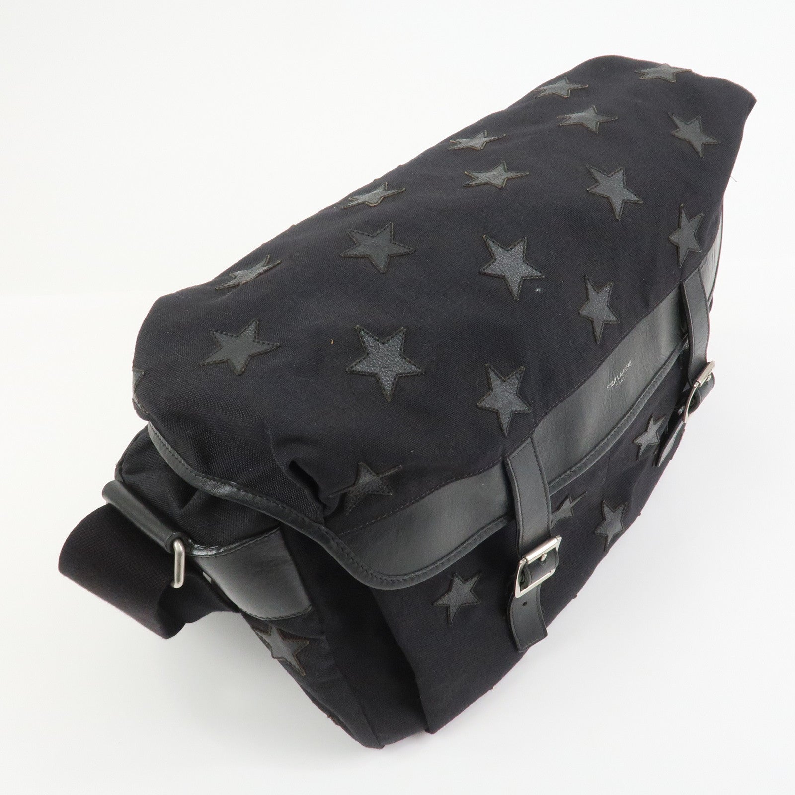 SAINT LAURENT PARIS Canvas Leather Crossbody Shoulder Bag Star