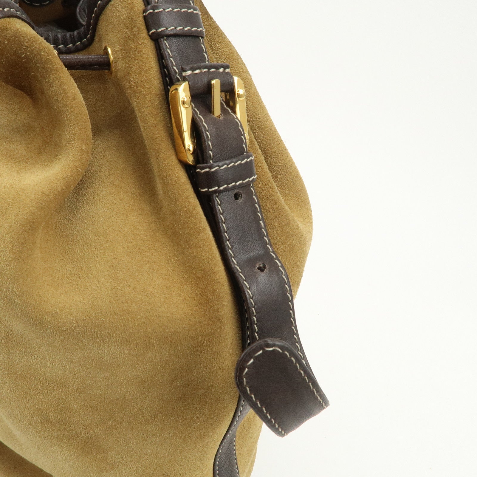 LOEWE Anagram Logo Suede Leather Shoulder Bag Brown