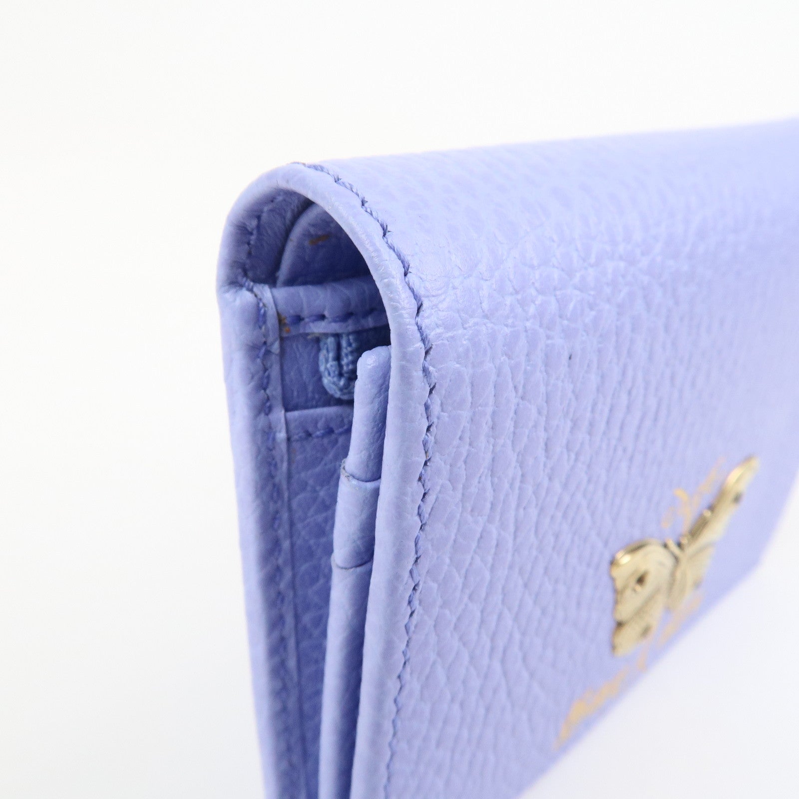 GUCCI Butterfly Calf Leather Bi-Fold Compact Wallet Purple 516929