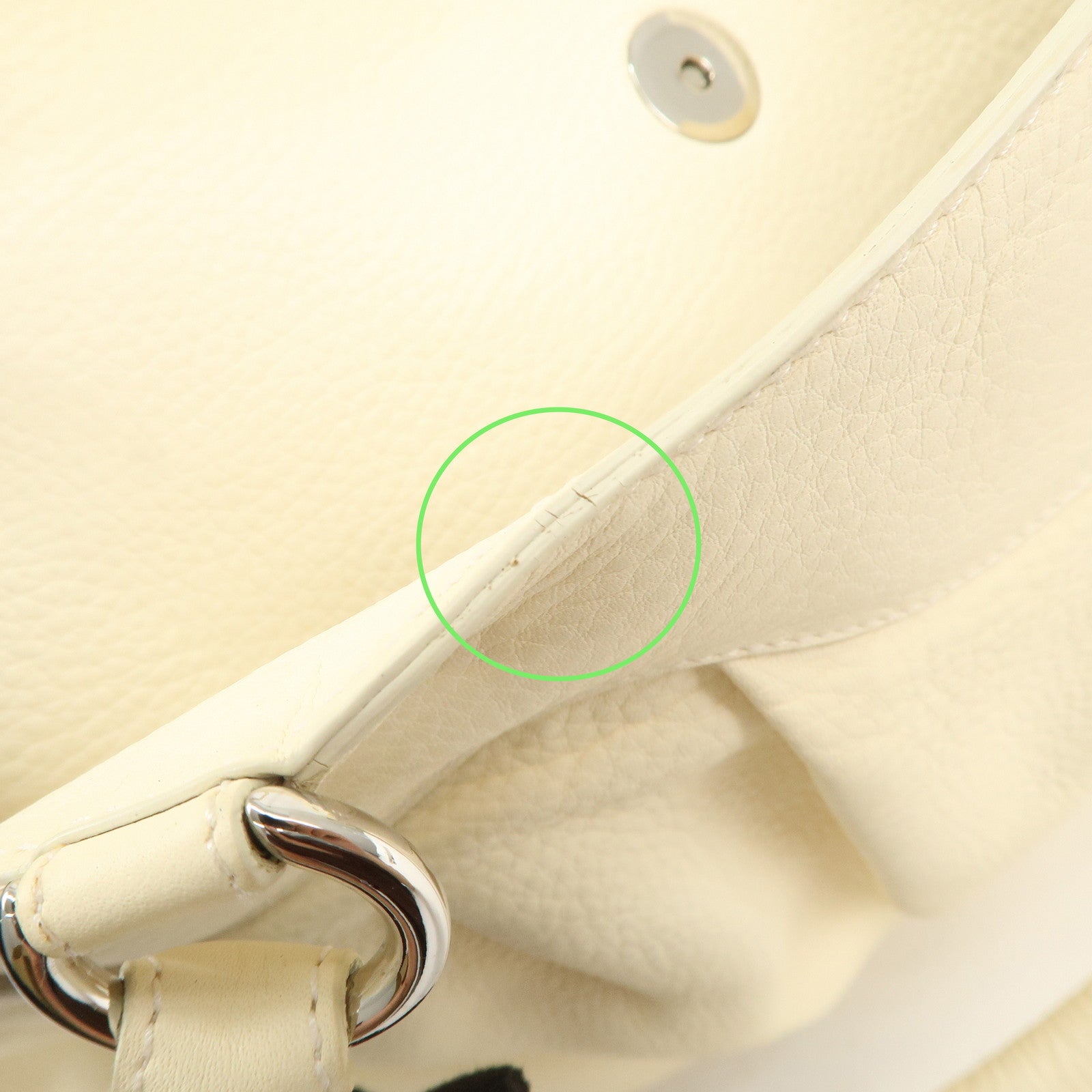 Ferragamo Gancini Logo Leather Shoulder Bag Hand Bag Beige