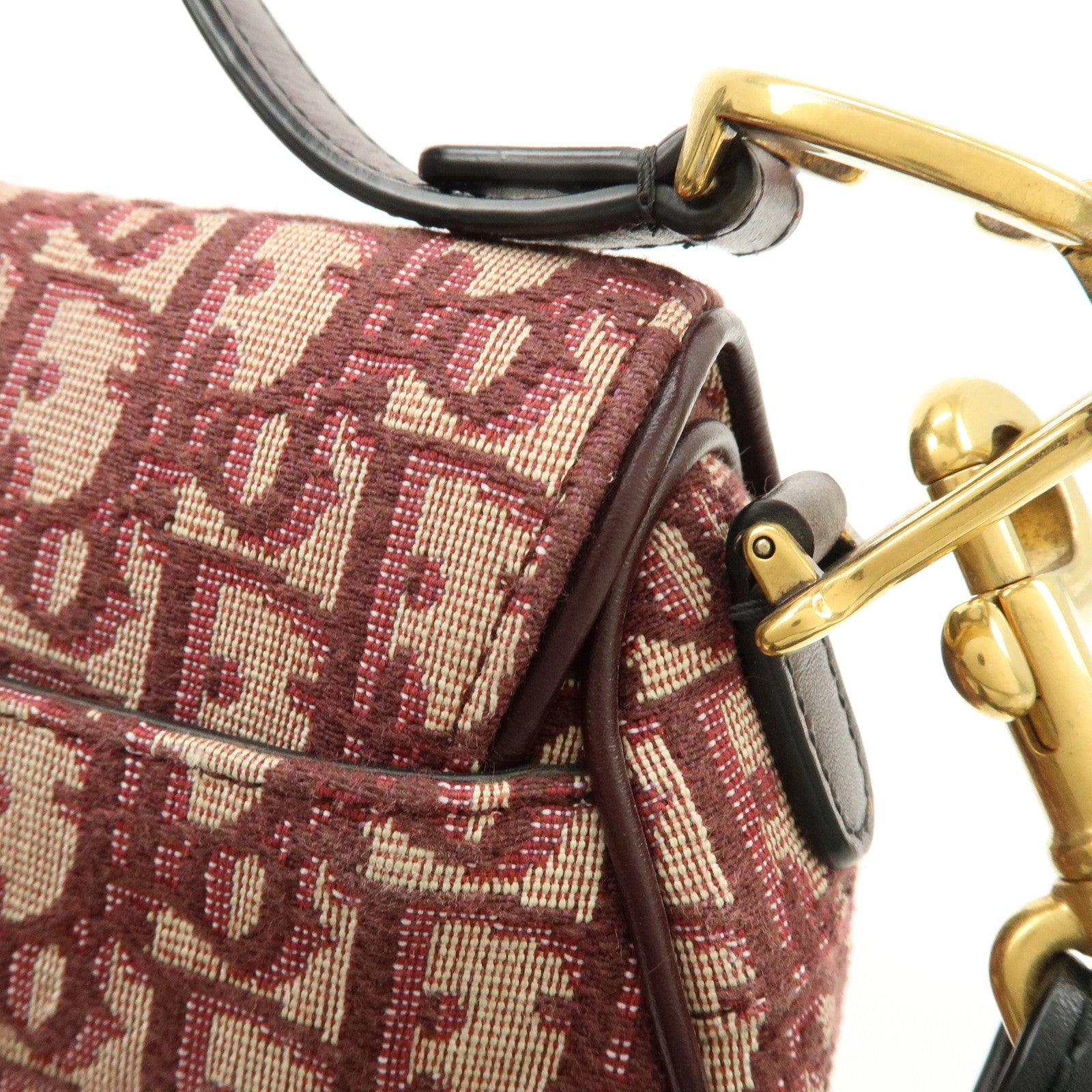 Christian Dior Oblique Jacquard Leather Mini Saddle Bag Hand Bag