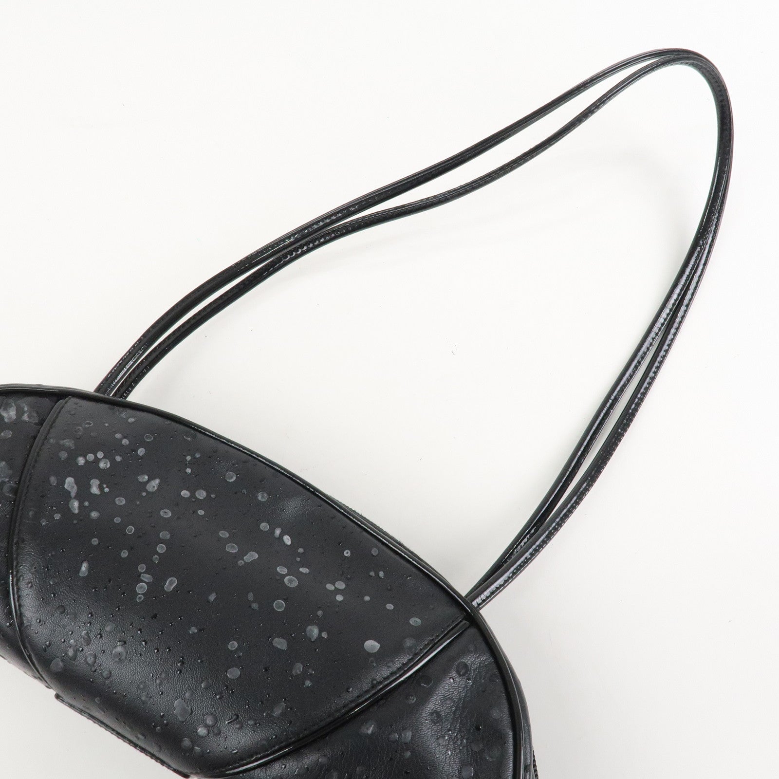 Christian Dior Leather Patent Leather Shoulder Bag Hand Bag Black