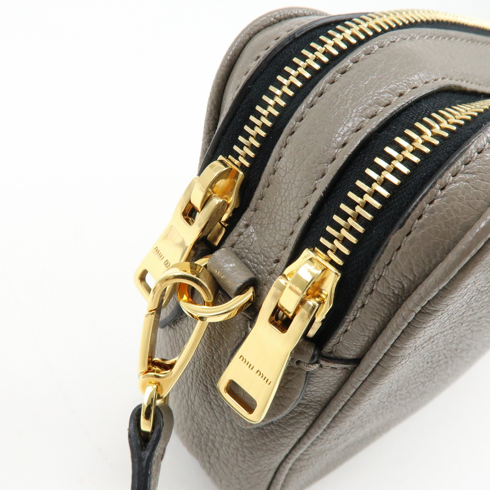 MIU MIU Madras Leather Shoulder Bag Crossbody Bag Gray