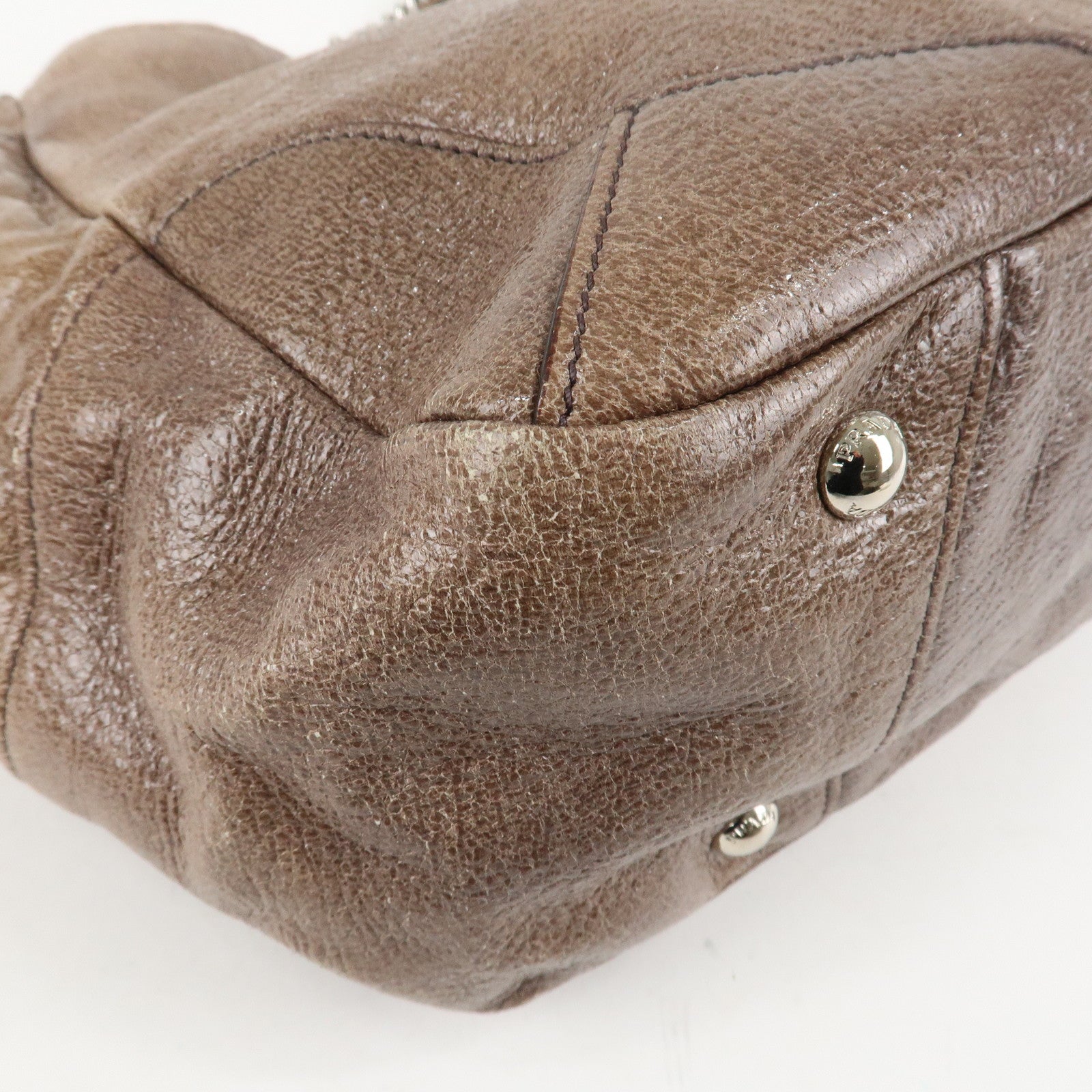 PRADA Logo Leather Shoulder Bag Hand Bag Brown Used