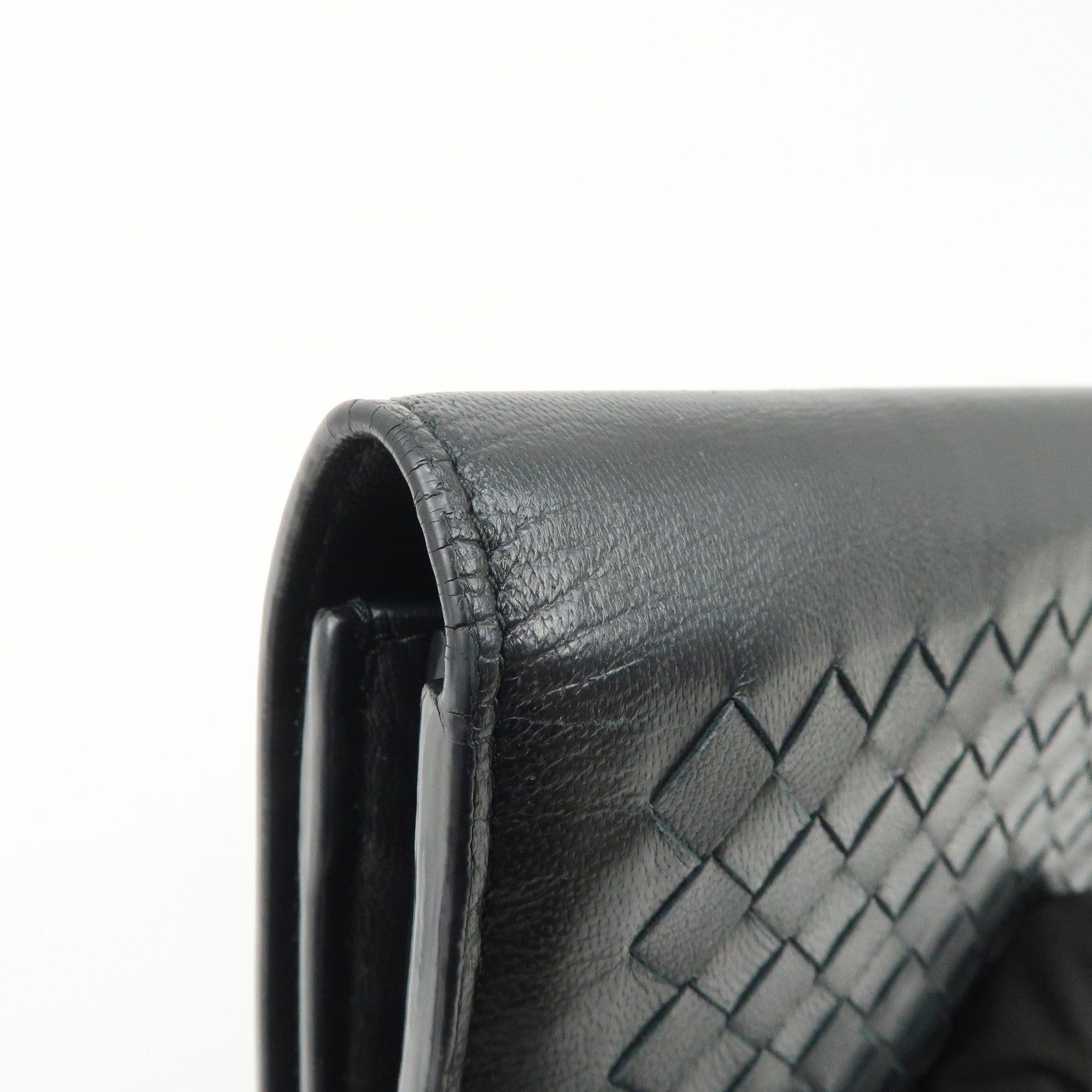 BOTTEGA VENETA Intrecciato Leather Chain Wallet Black