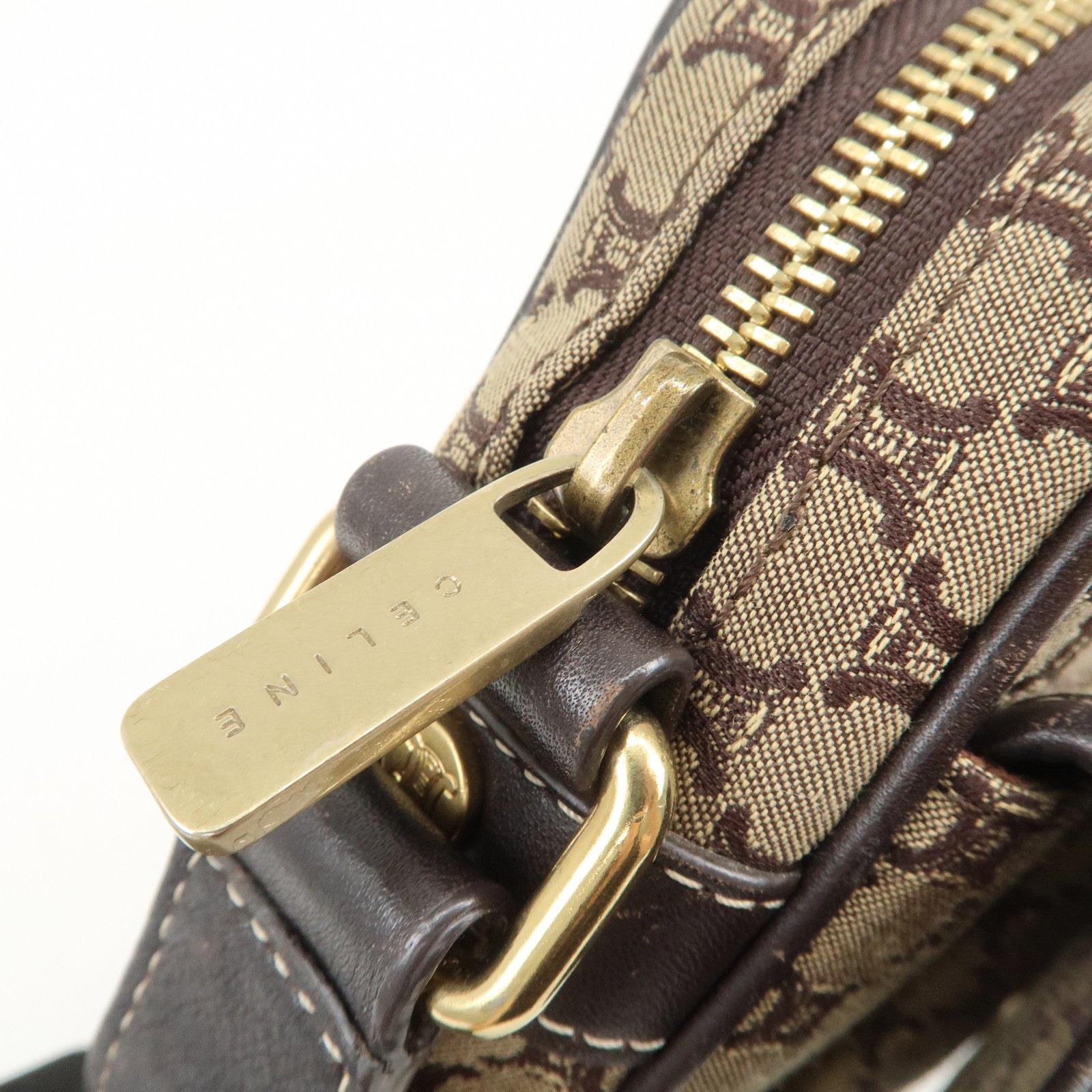 CELINE Macadam Canvas Leather Shoulder Bag Crossbody Bag Brown
