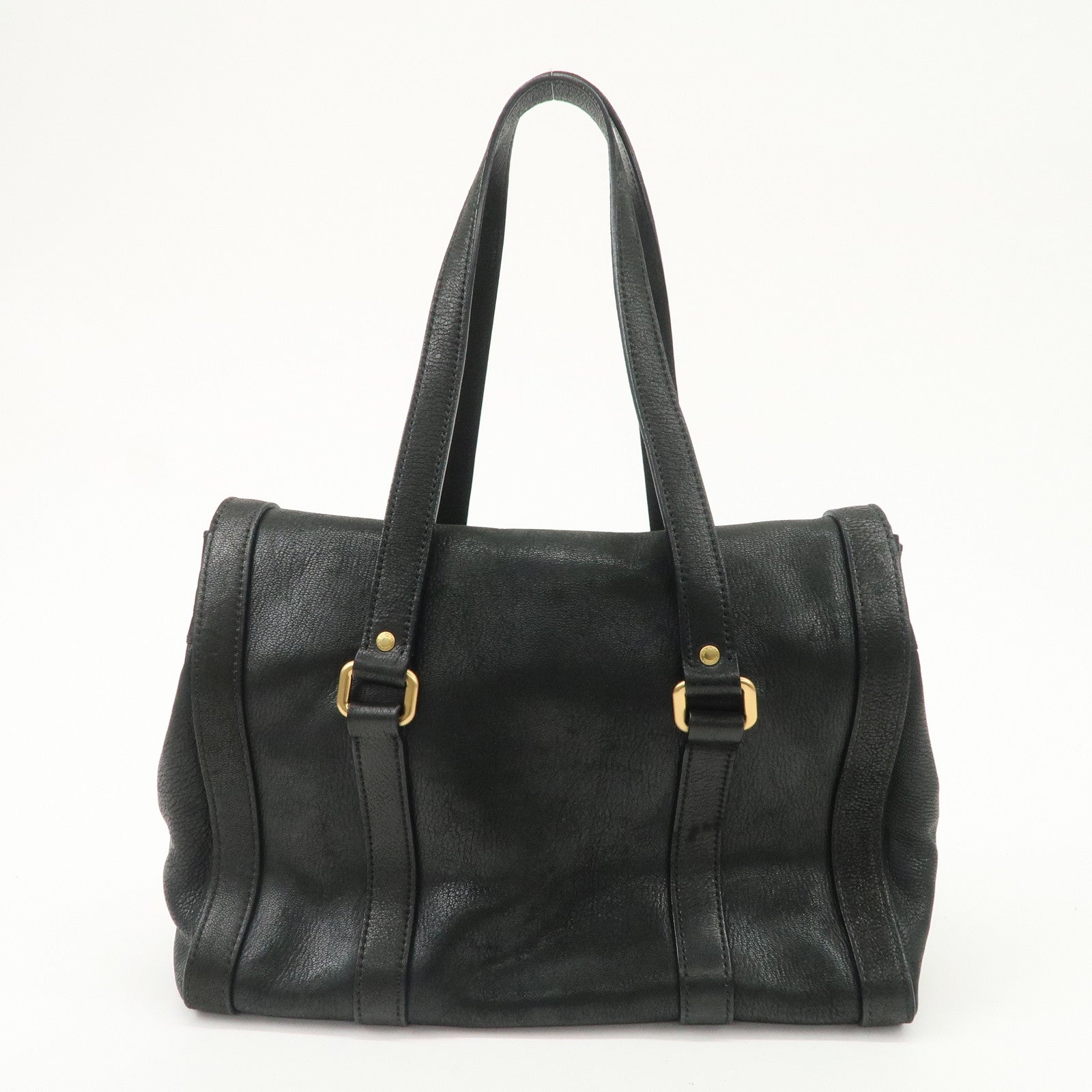 PRADA Leather Shoulder Bag Hand Bag Black BR3027 Used