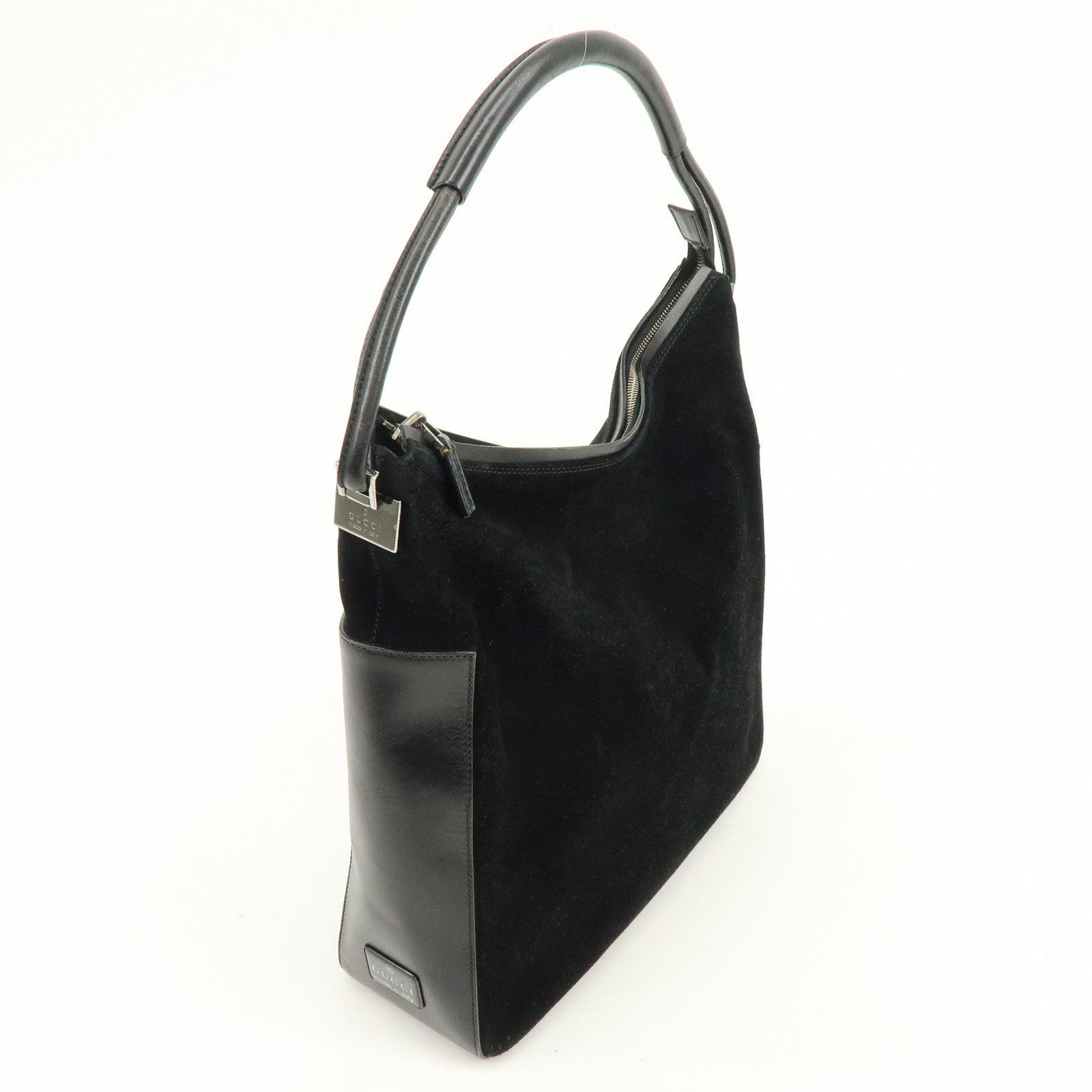 GUCCI Suede Leather Shoulder Bag Hand Bag Black 001・3770・0021222