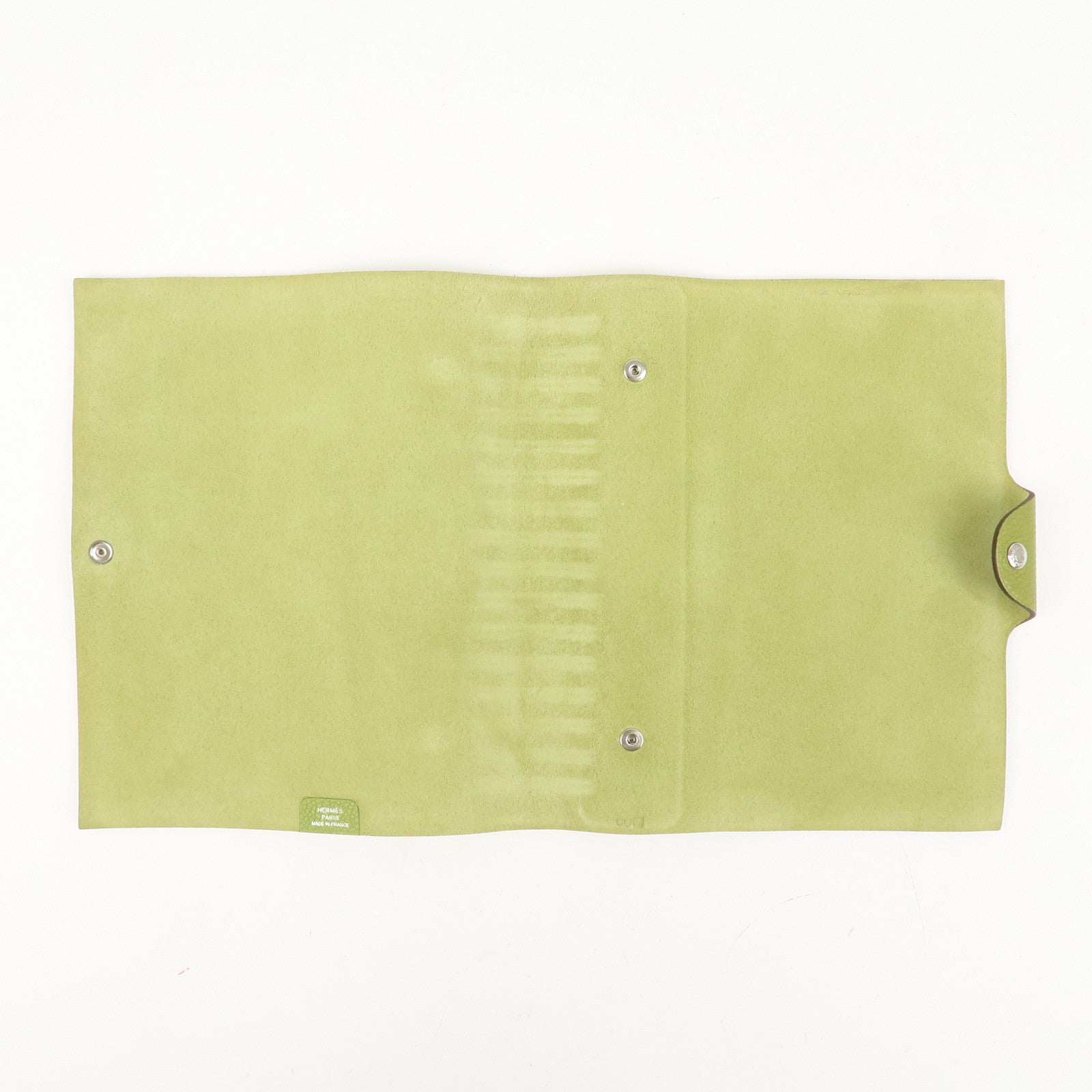 HERMES Ulysse MM Leather Notebook Cover Agenda L Stamped Green
