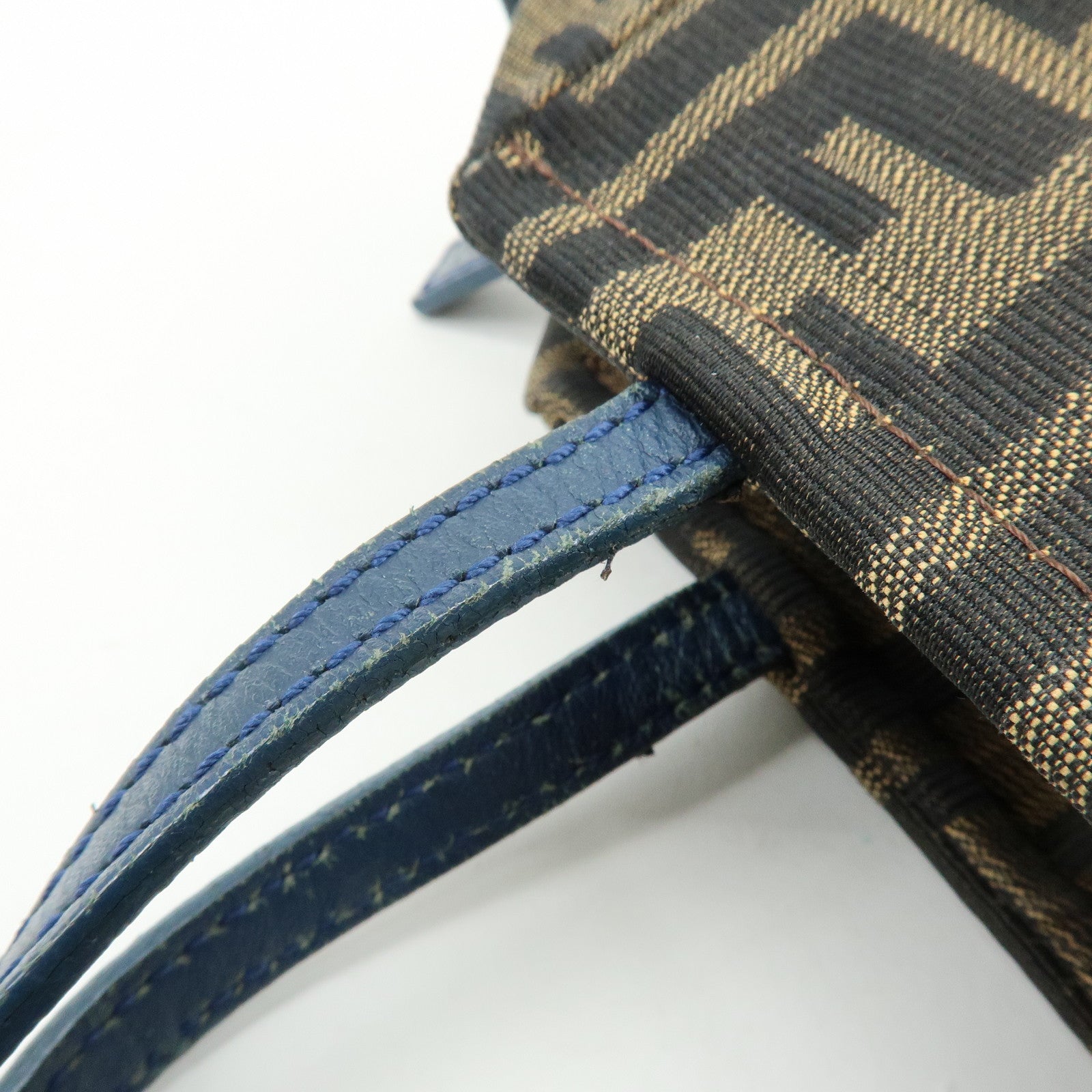 FENDI Zucca Canvas Leather Hand Bag Brown Black Navy 8N0000