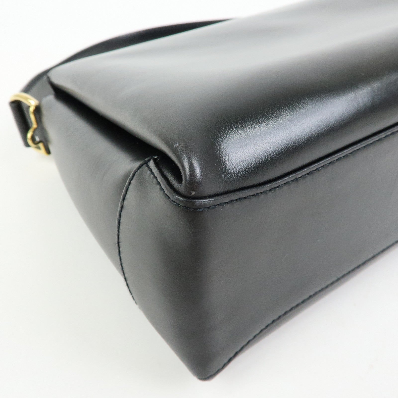 GUCCI Bamboo Leather Hand Bag Shoulder Bag Black 000・33・0175