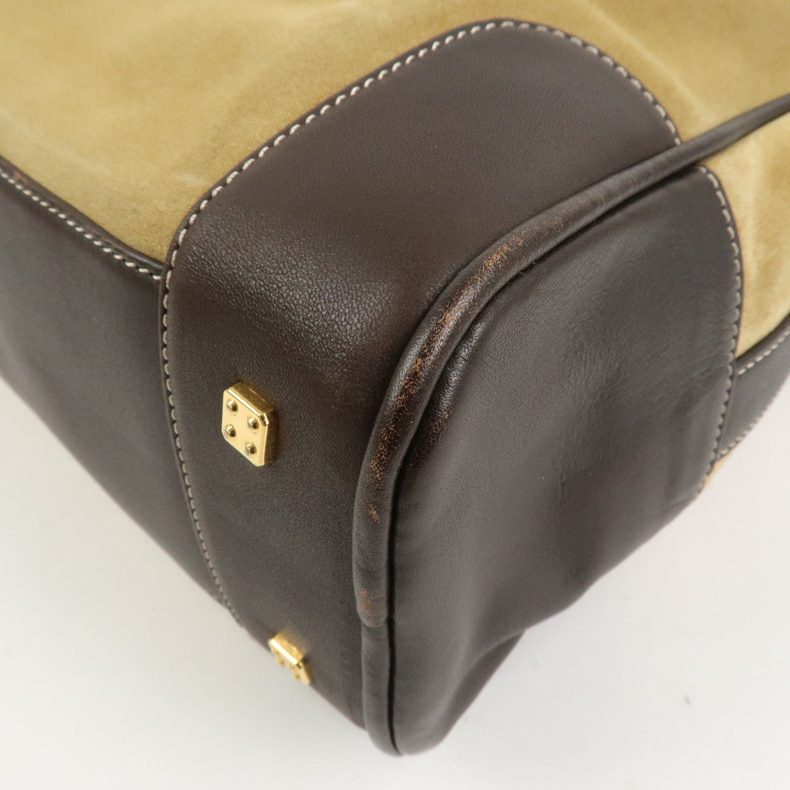 LOEWE Anagram Suede Leather Shoulder Bag Beige Brown