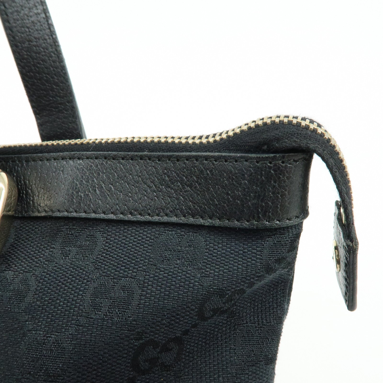 GUCCI Abbey GG Canvas Leather Tote Bag Shoulder Bag Black 141470