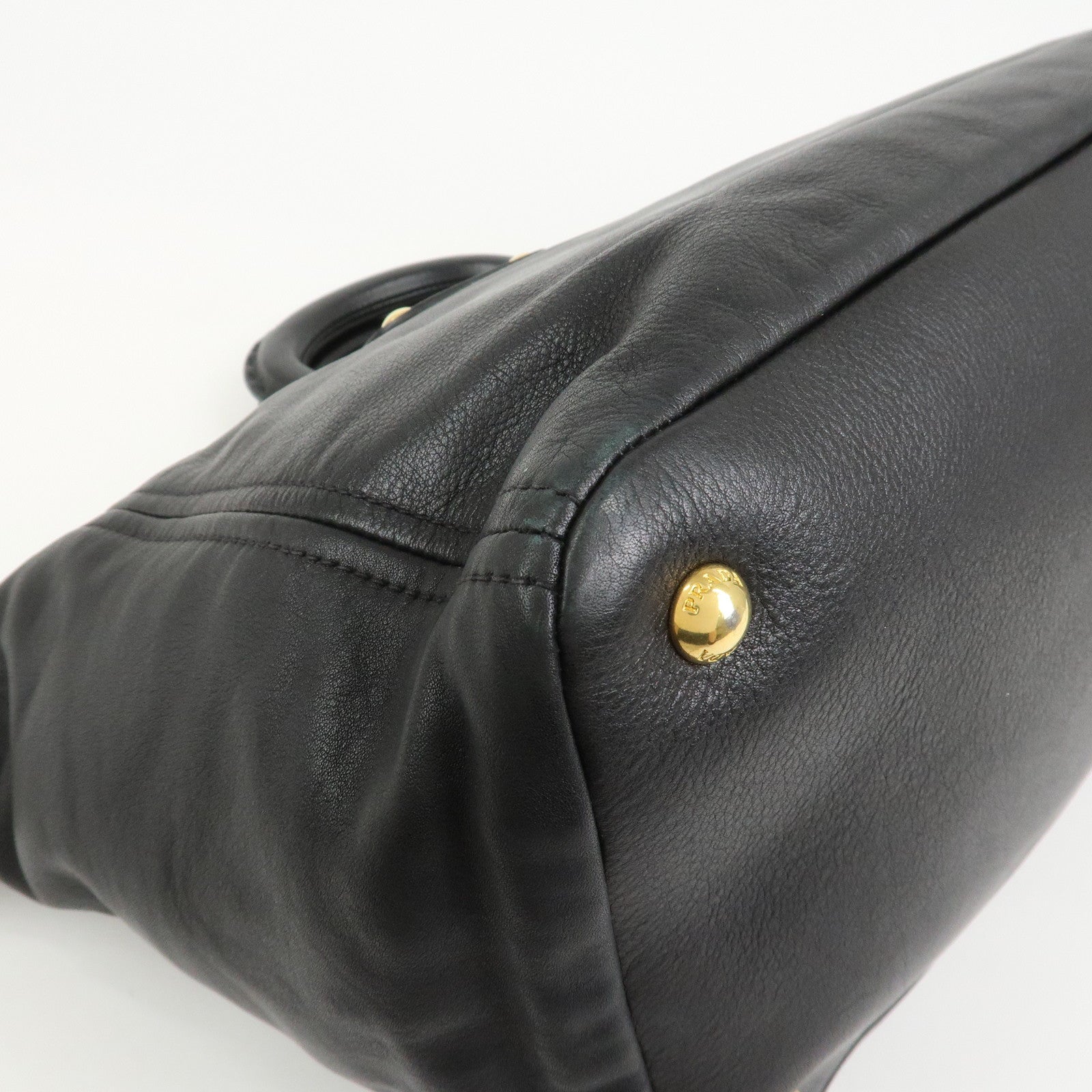 PRADA Triangle Logo Leather 2 Way Bag Hand Bag Shoulder Bag BL0685