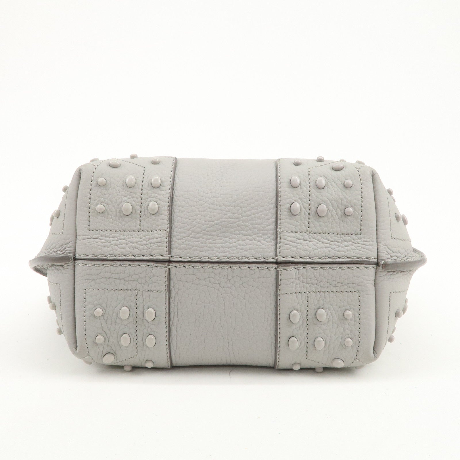 TOD’S Logo Leather Tote Bag Hand Bag Shoulder Bag Gray