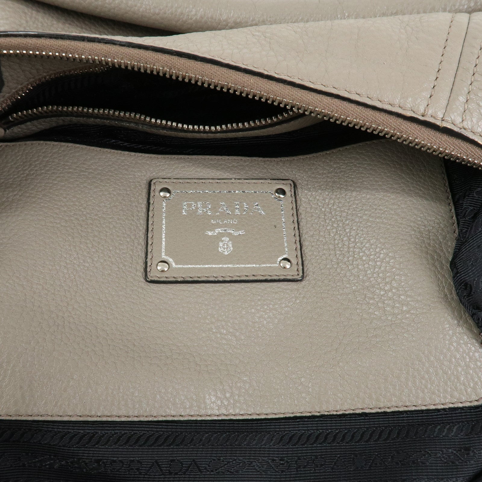 PRADA Leather Shoulder Bag Hand Bag Gray BR5096